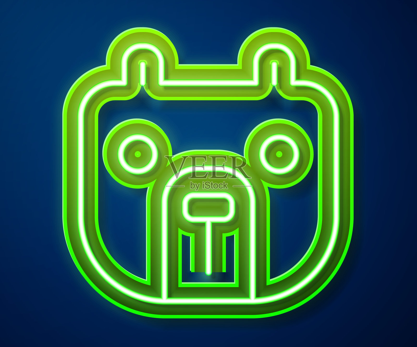 发光的霓虹灯线熊市图标孤立在蓝色背景。金融和股票投资市场的概念。向量插画图片素材