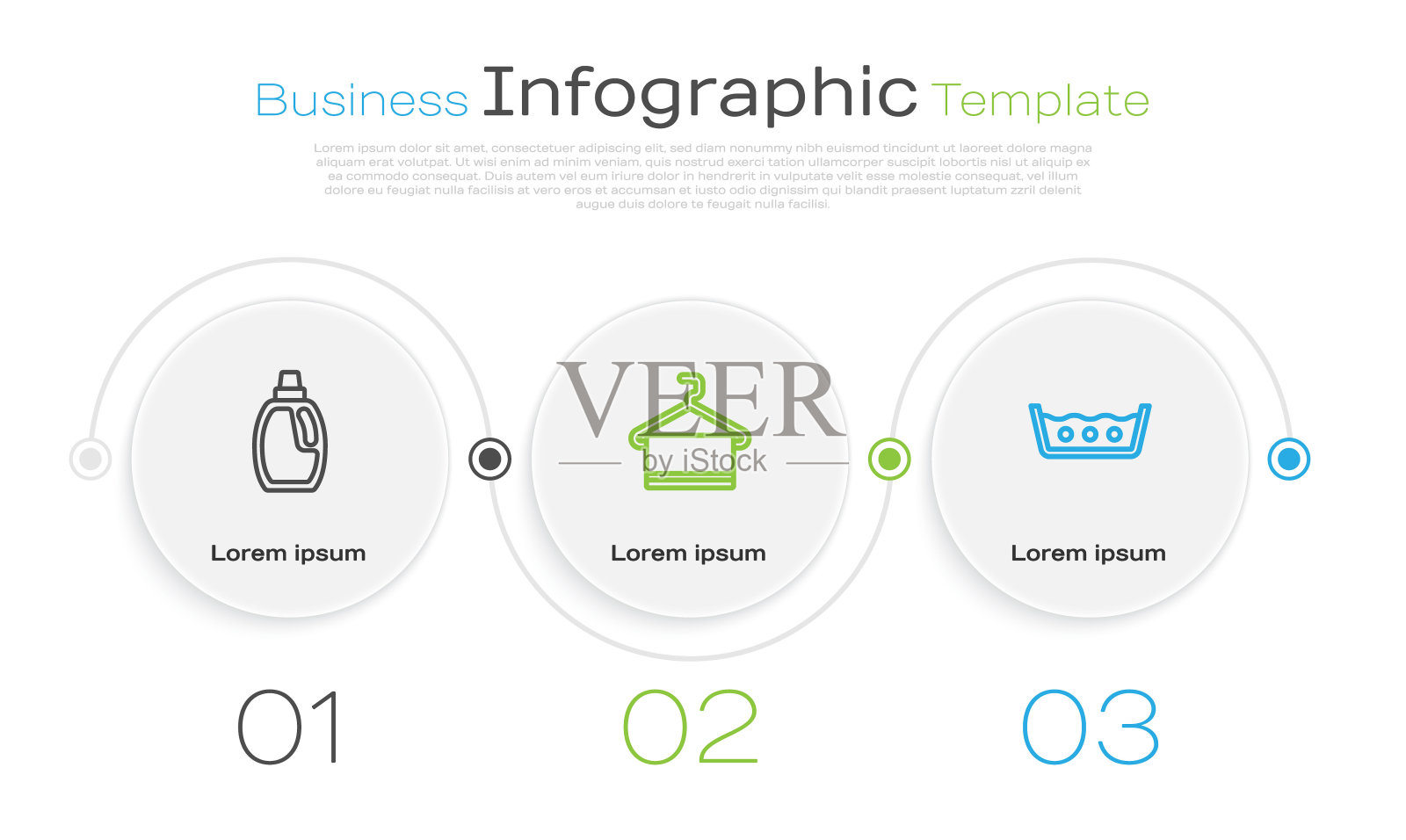 设置清洁瓶，毛巾挂在衣架上，温度清洗。业务信息图表模板。向量设计模板素材