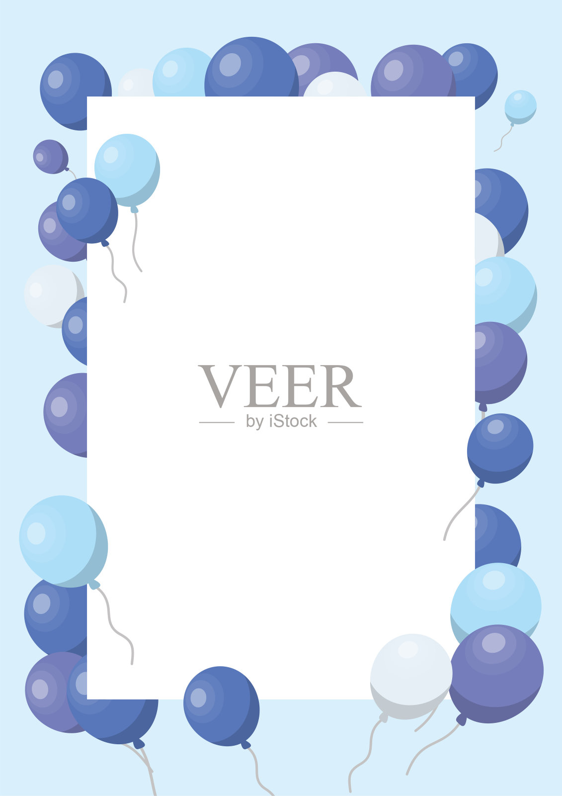 蓝色气球设计框架。背景材料。插画图片素材