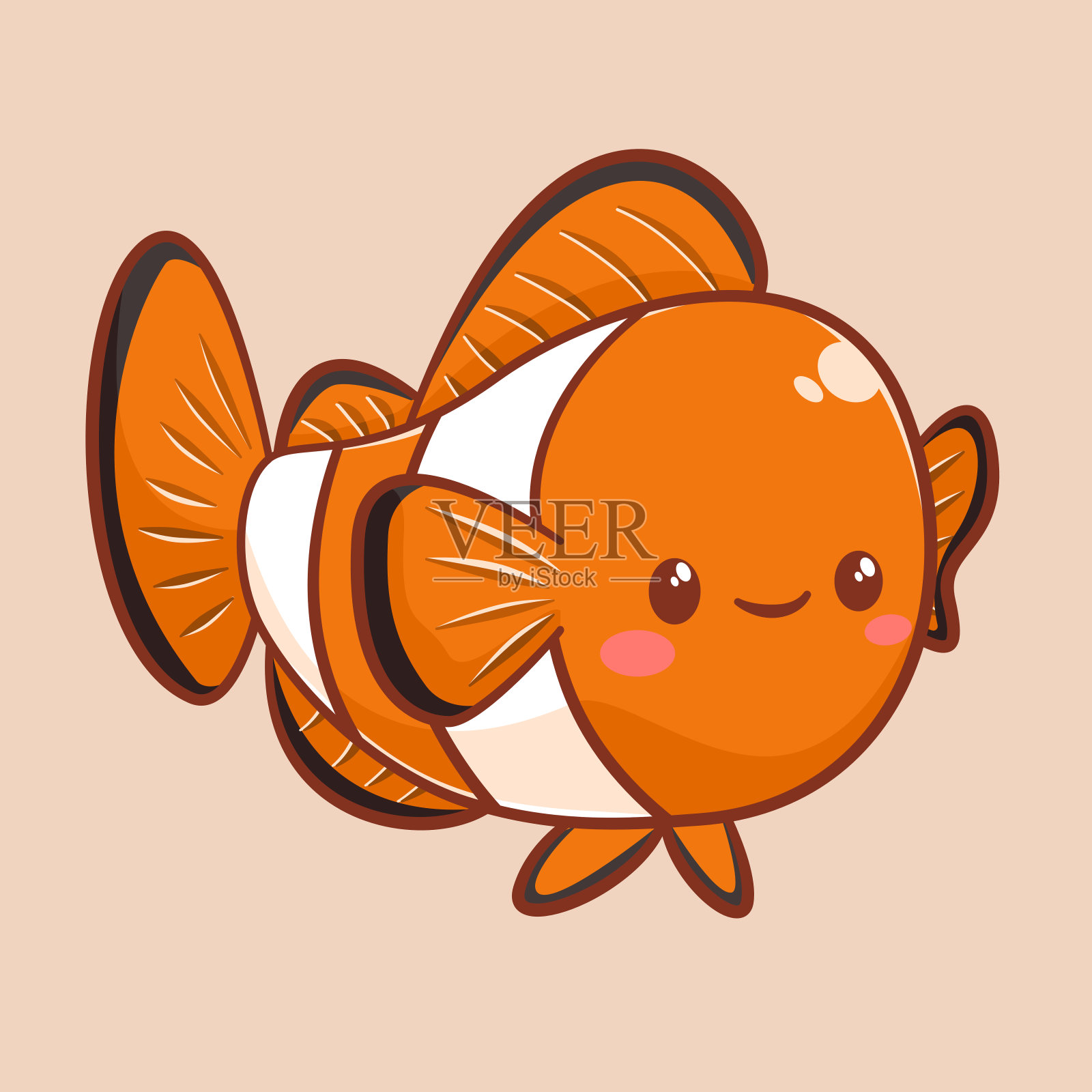 可爱的小丑鱼卡通人物插画图片素材