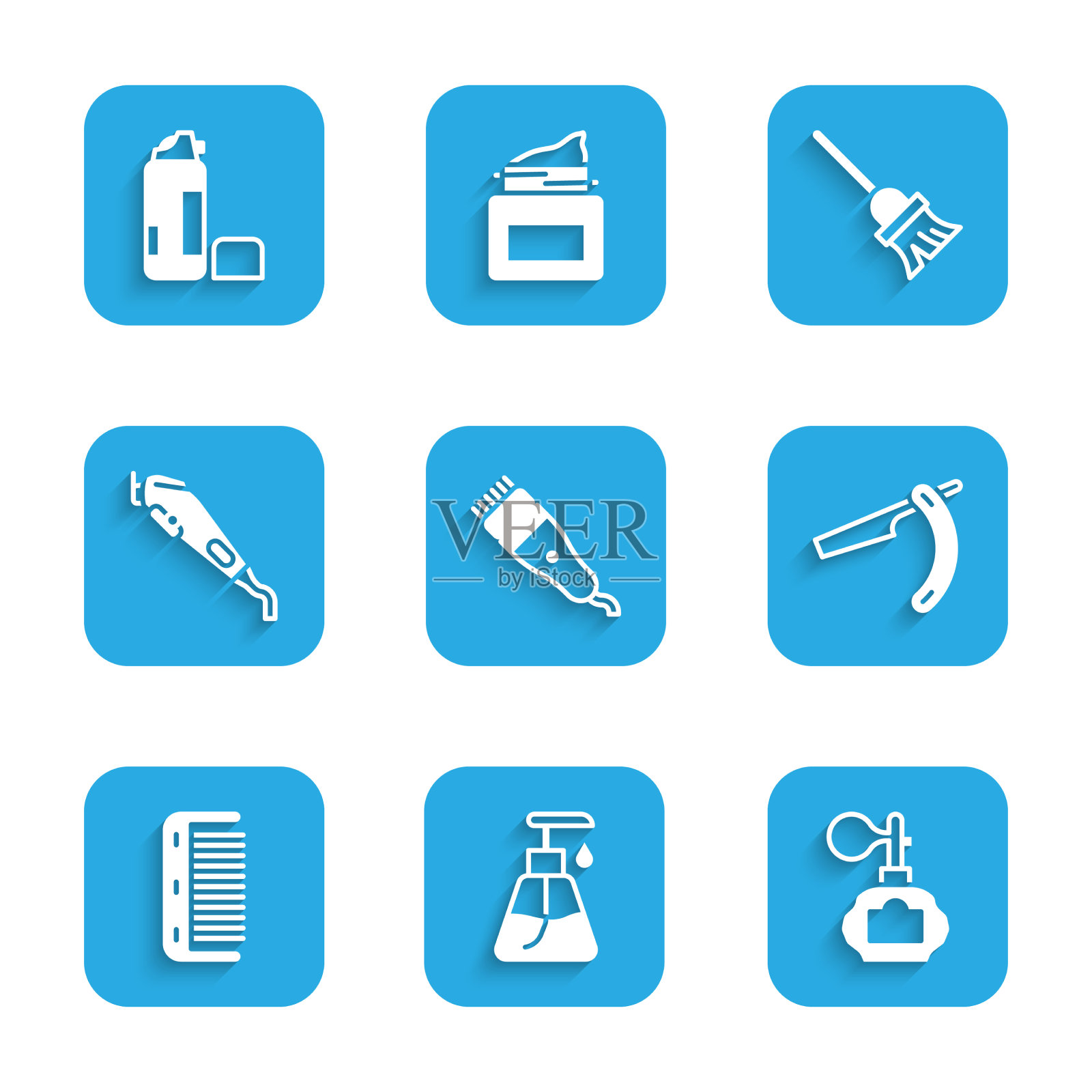 设置电动理发膏化妆管图标素材