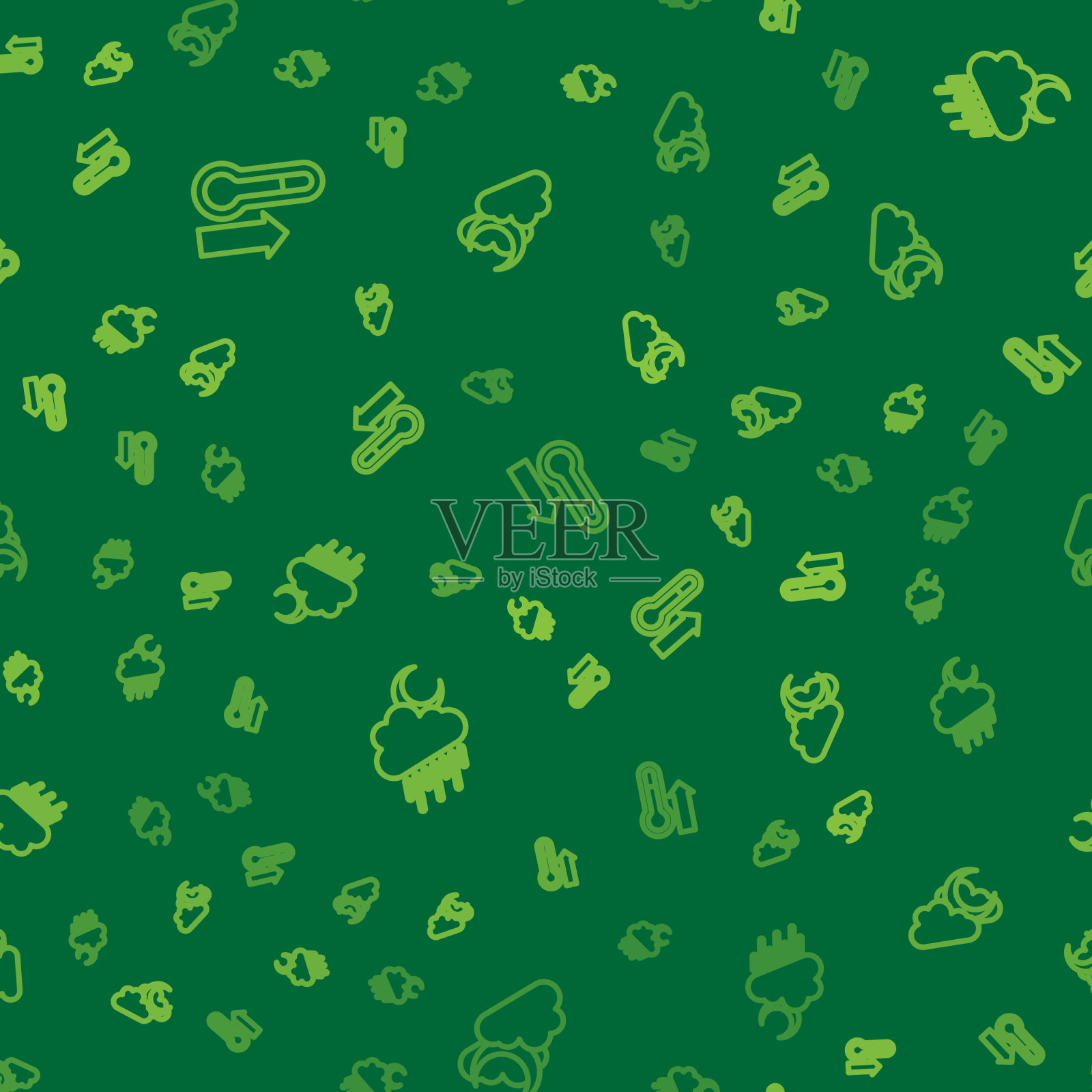 设置气象温度计云带雨线图标素材