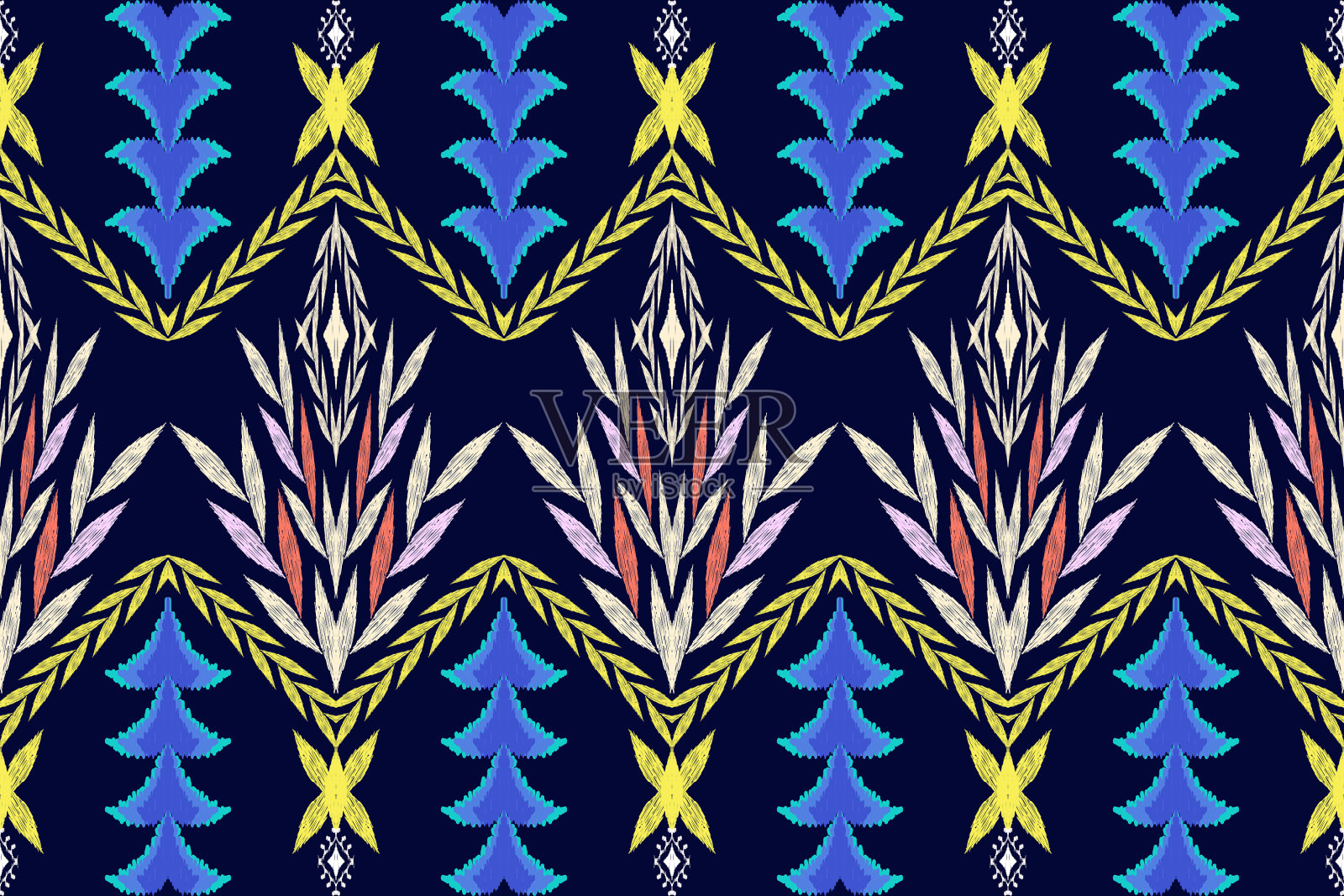 伊卡特图阿兹特克刺绣风格。插画图片素材