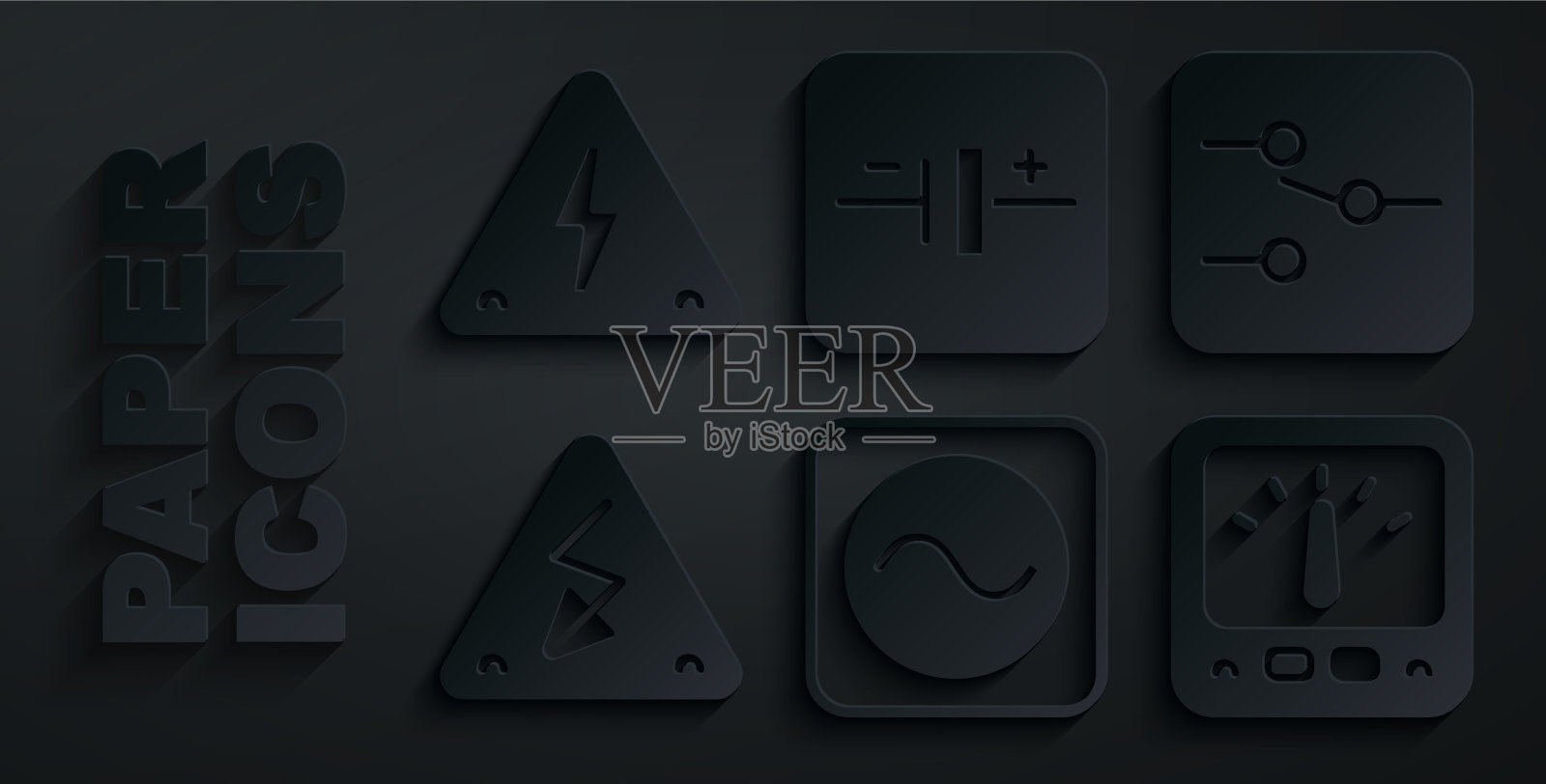 设置交流电压源开关在电子图标素材