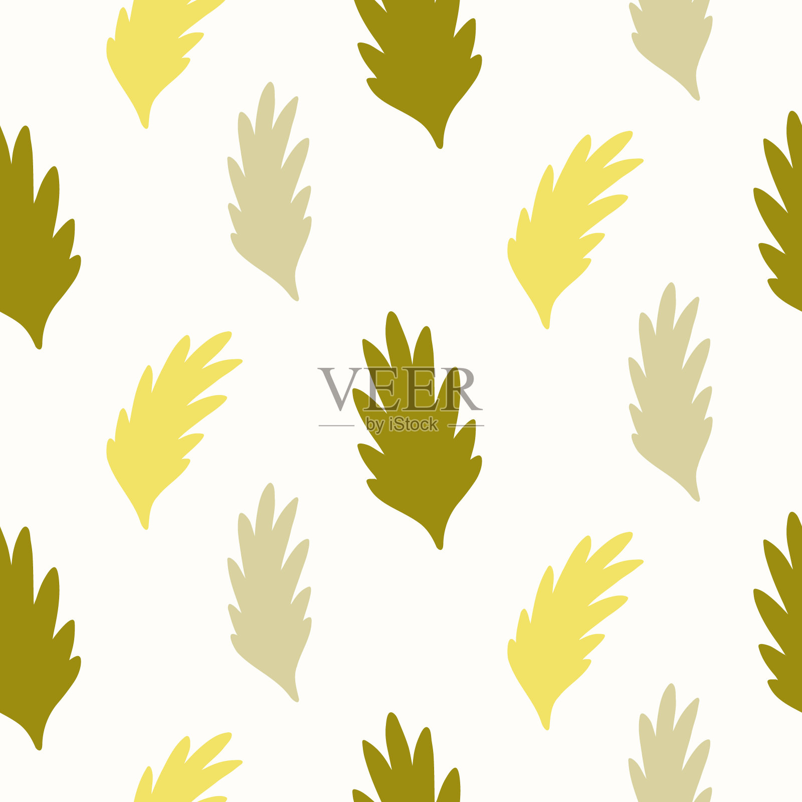 在孤立的背景上手绘野生树叶的无缝图案。插画图片素材