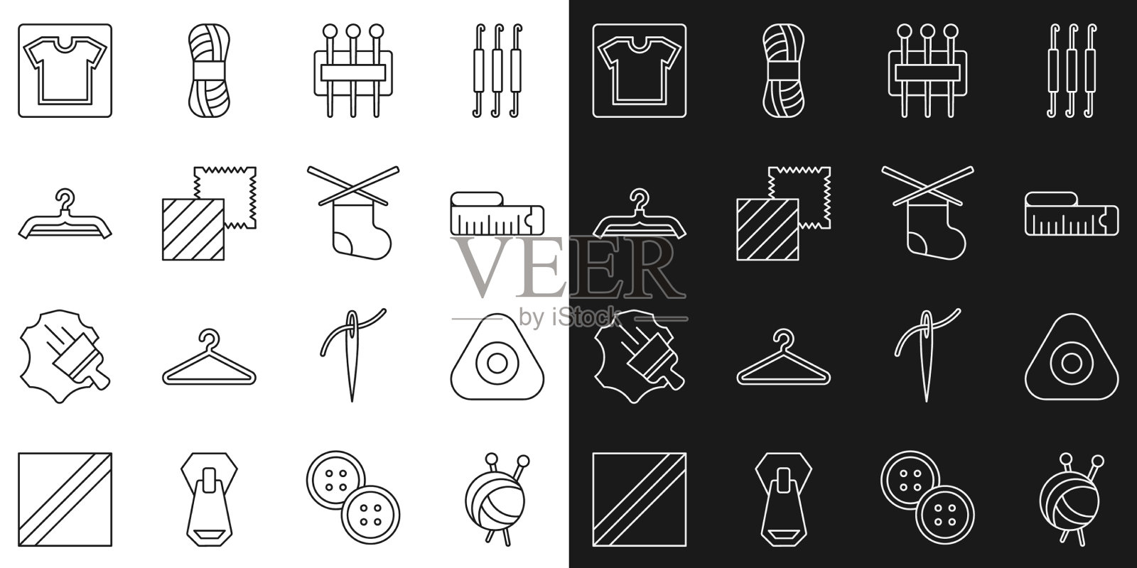 用针织针缝制线纱球图标素材