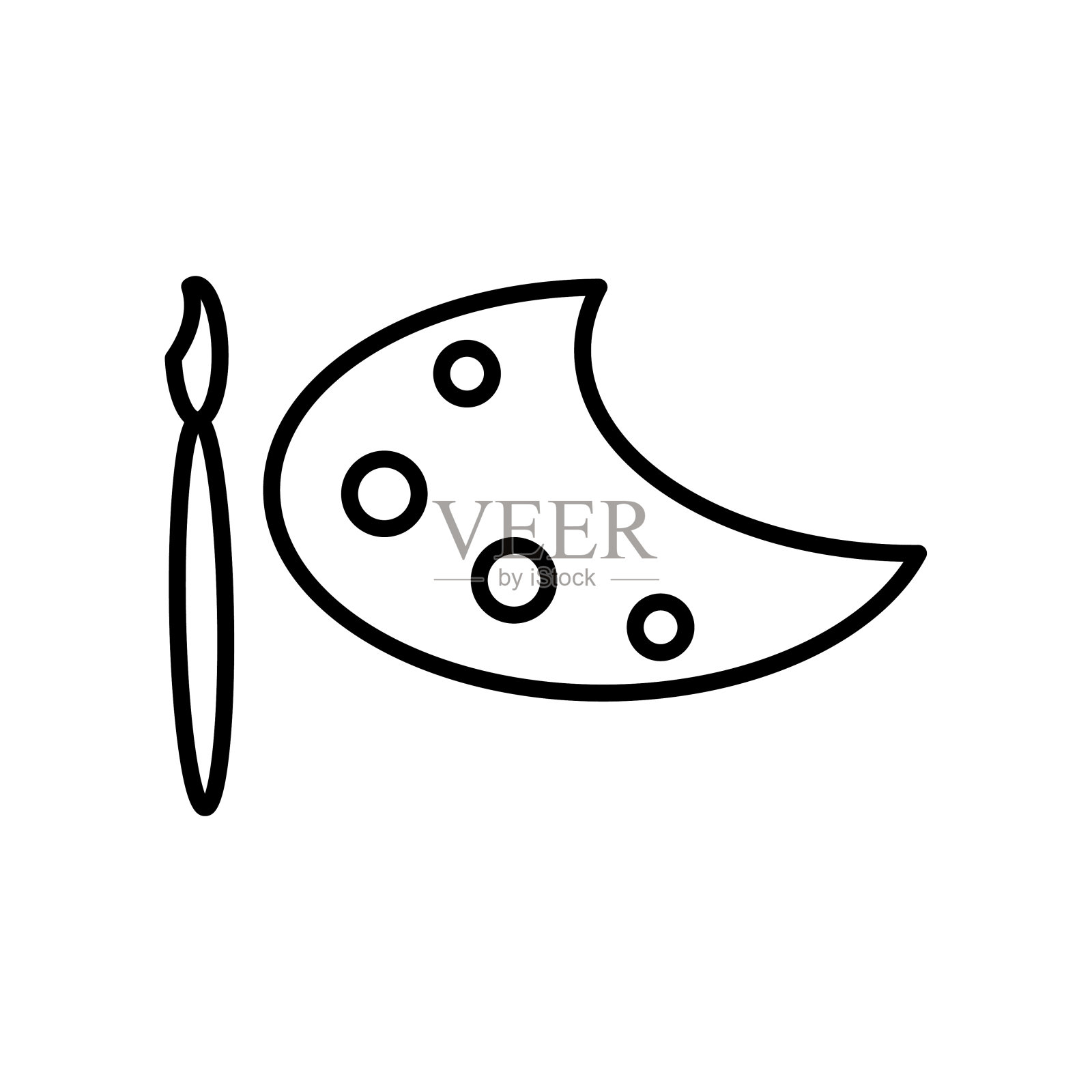 色板线性图标符号向量。黑色轮廓色板图标插画图片素材