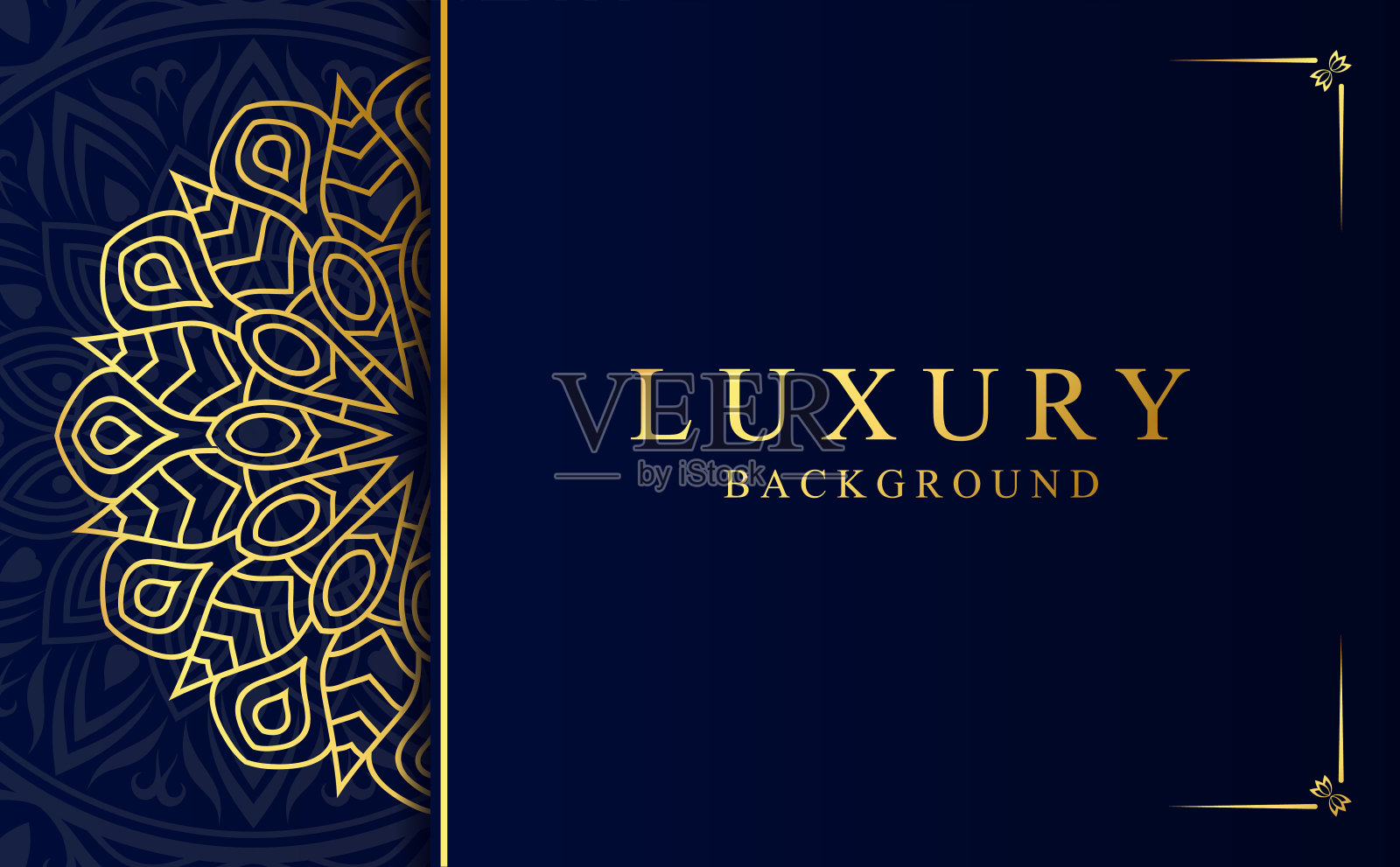 金色阿拉伯式曼陀罗设计背景矢量插图插画图片素材