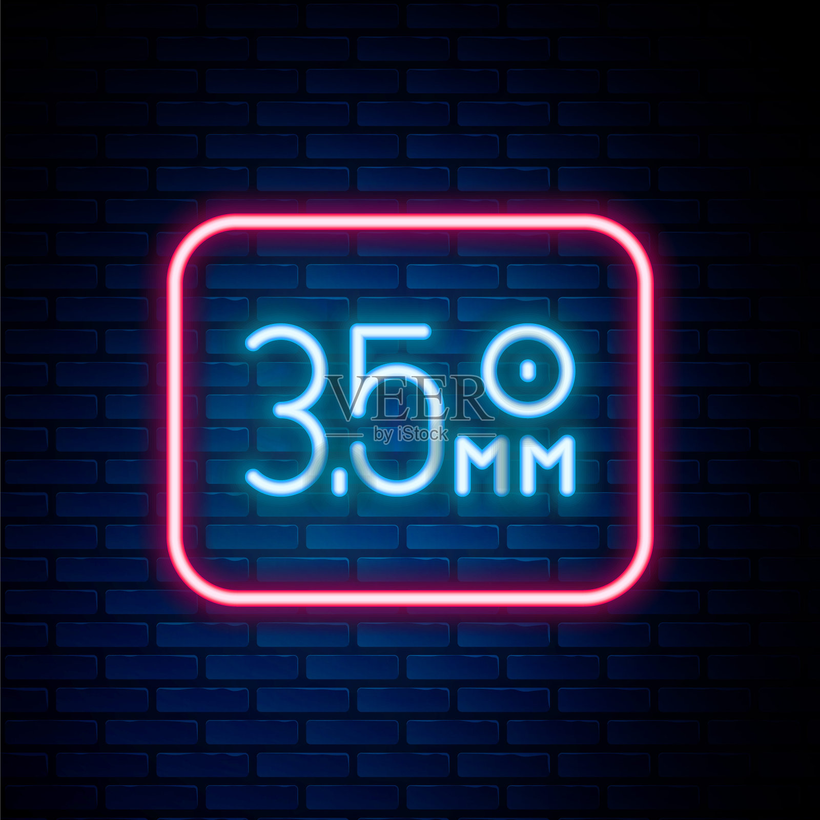 发光的霓虹灯线音频插孔图标隔离在砖墙背景。用于连接音响设备的音频电缆。插线。乐器。色彩缤纷的轮廓概念。向量插画图片素材