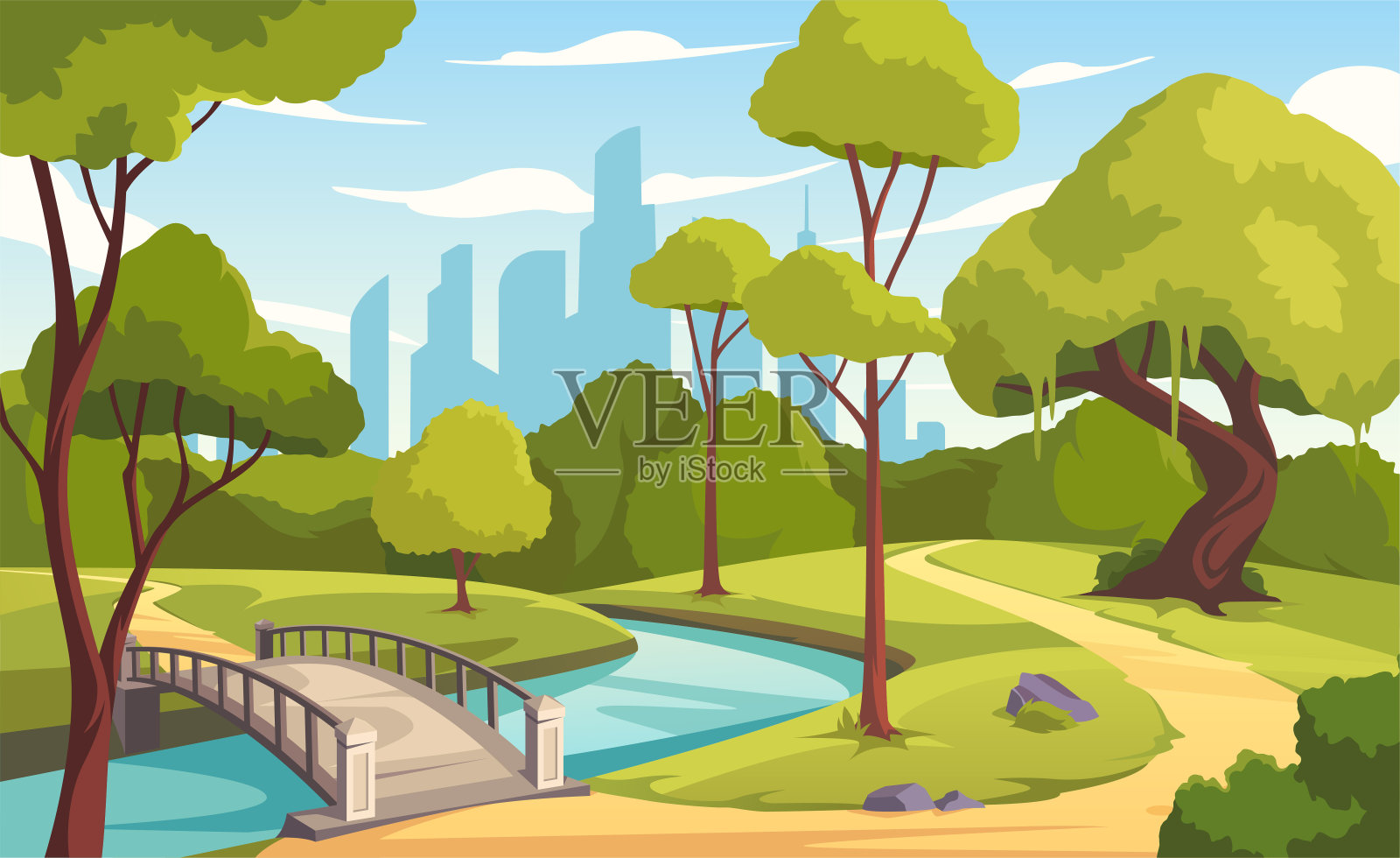 城市或城镇公园背景插画图片素材