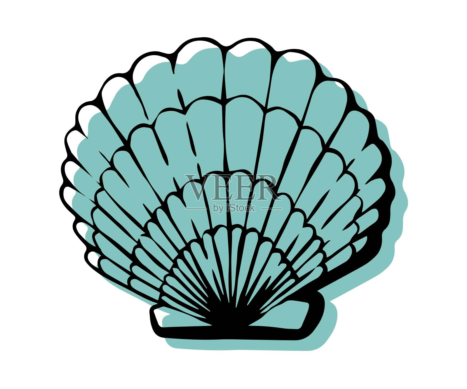 外壳与一个时髦的极简风格的轮廓。插画图片素材