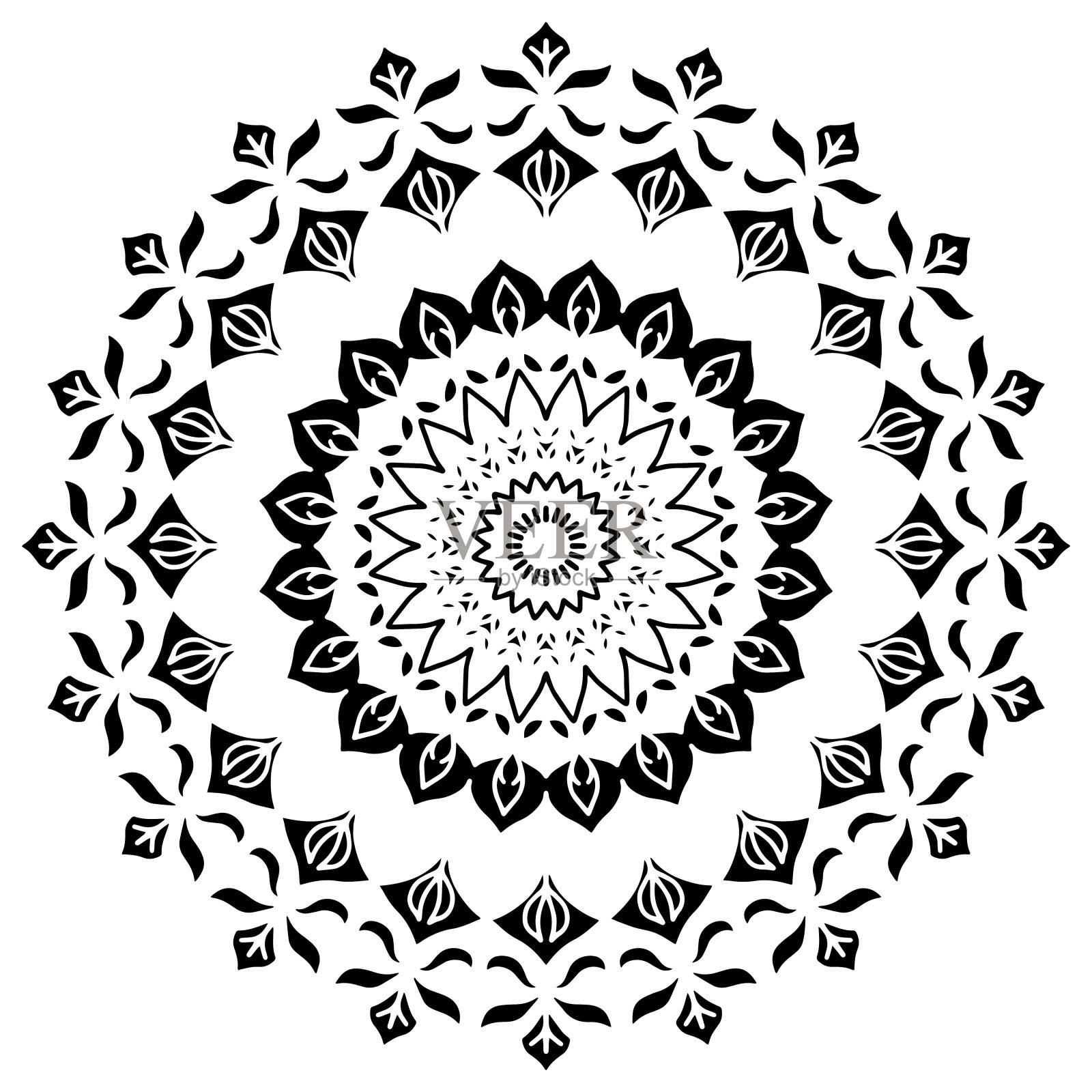 曼陀罗图案模板抽象花卉装饰插画图片素材