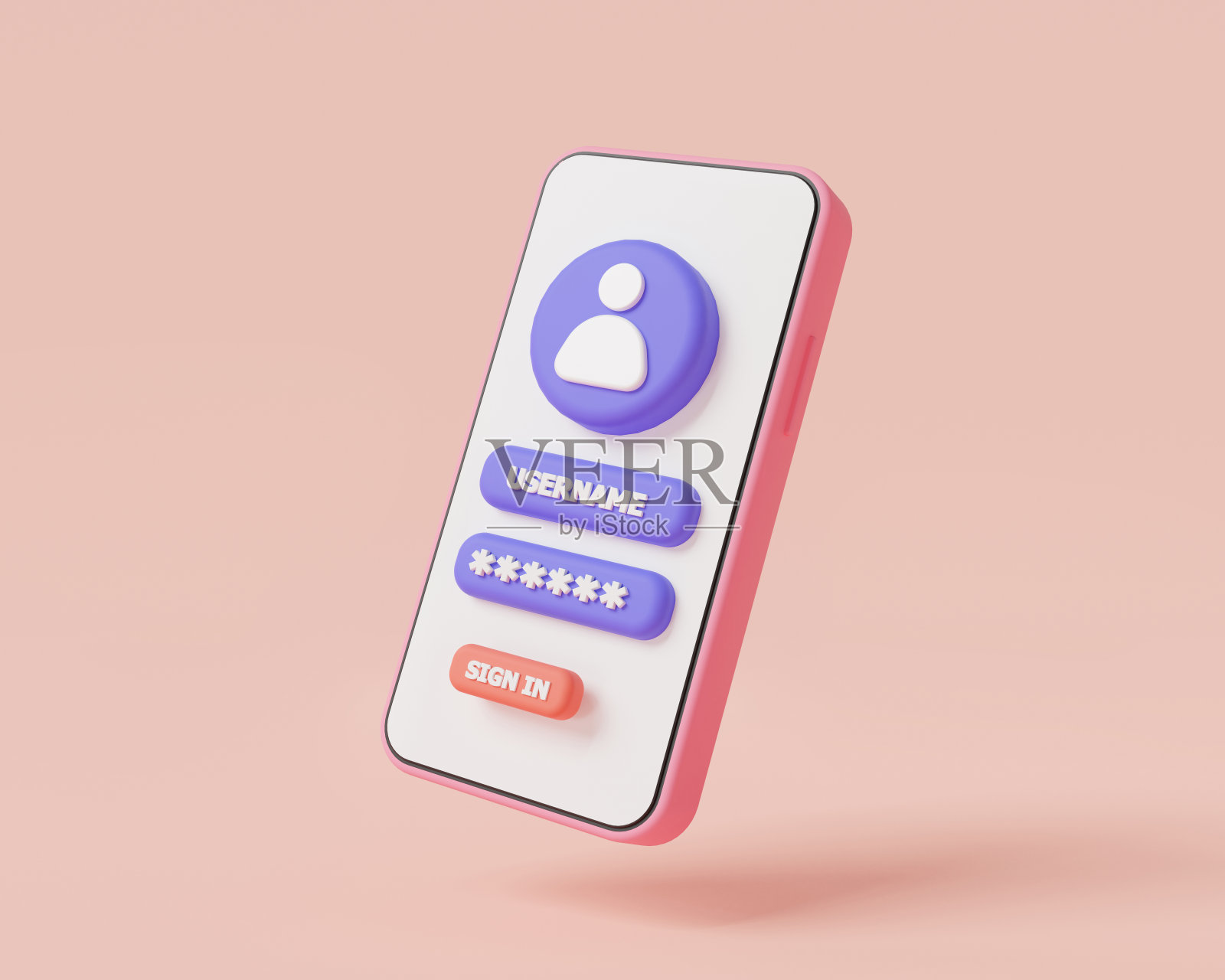 手机登录和密码。用户授权，登录账号，安全登录和密码，id和密码登录，用户登录。保护个人资料，登记。三维图标渲染图照片摄影图片