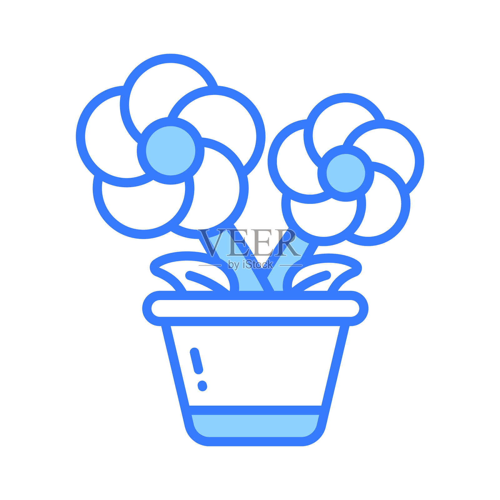 抓住这个眼睛舒缓的花盆矢量在时尚的风格，盆栽花在可编辑的风格插画图片素材