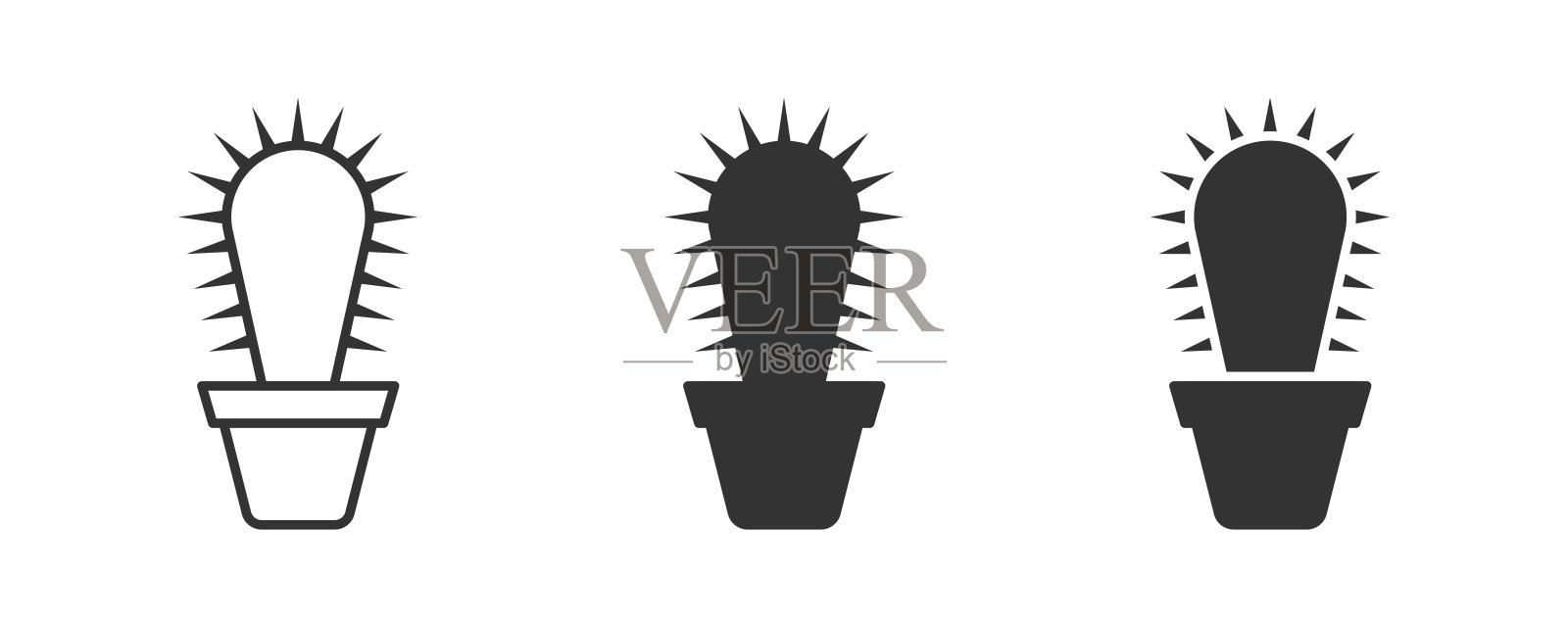 仙人掌罐图标。矢量插图。插画图片素材