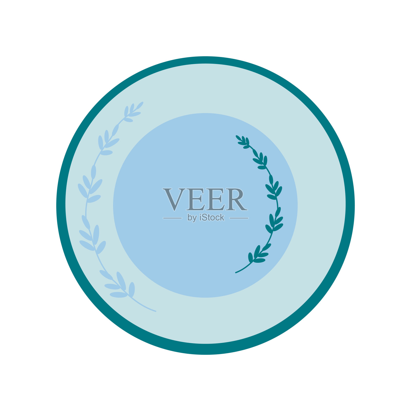 菜肴。有花卉装饰的盘子。插画图片素材