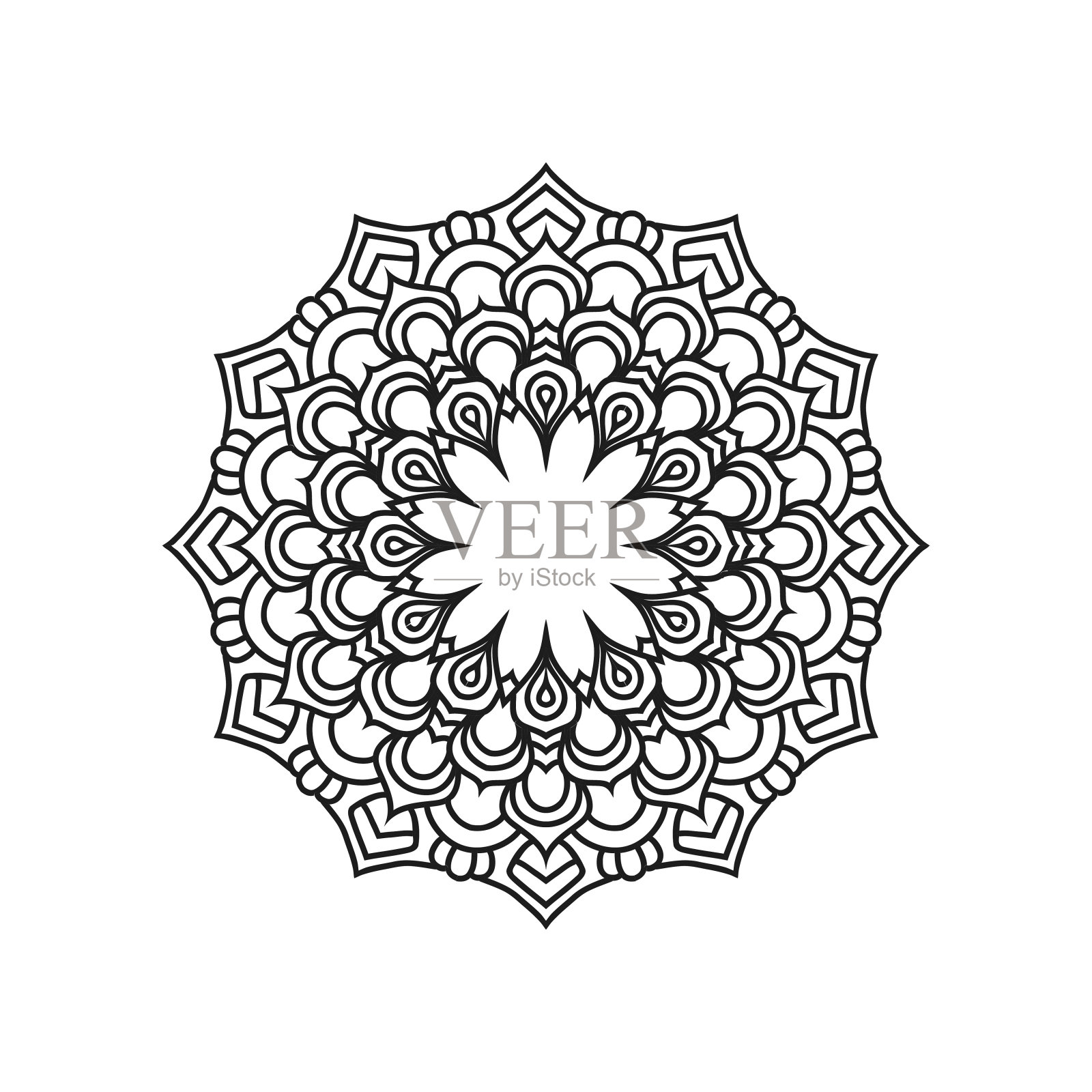 花曼陀罗矢量设计。曼陀罗艺术背景插画图片素材