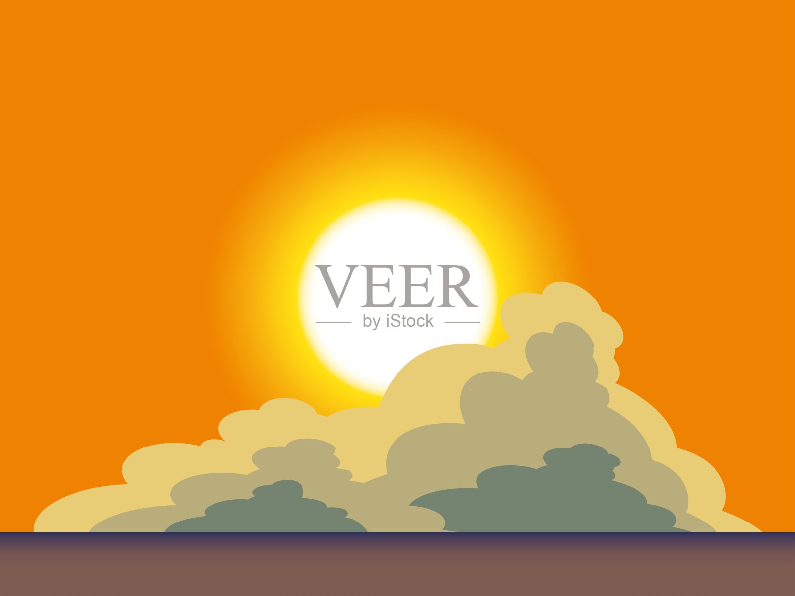 海，日落，云插画图片素材