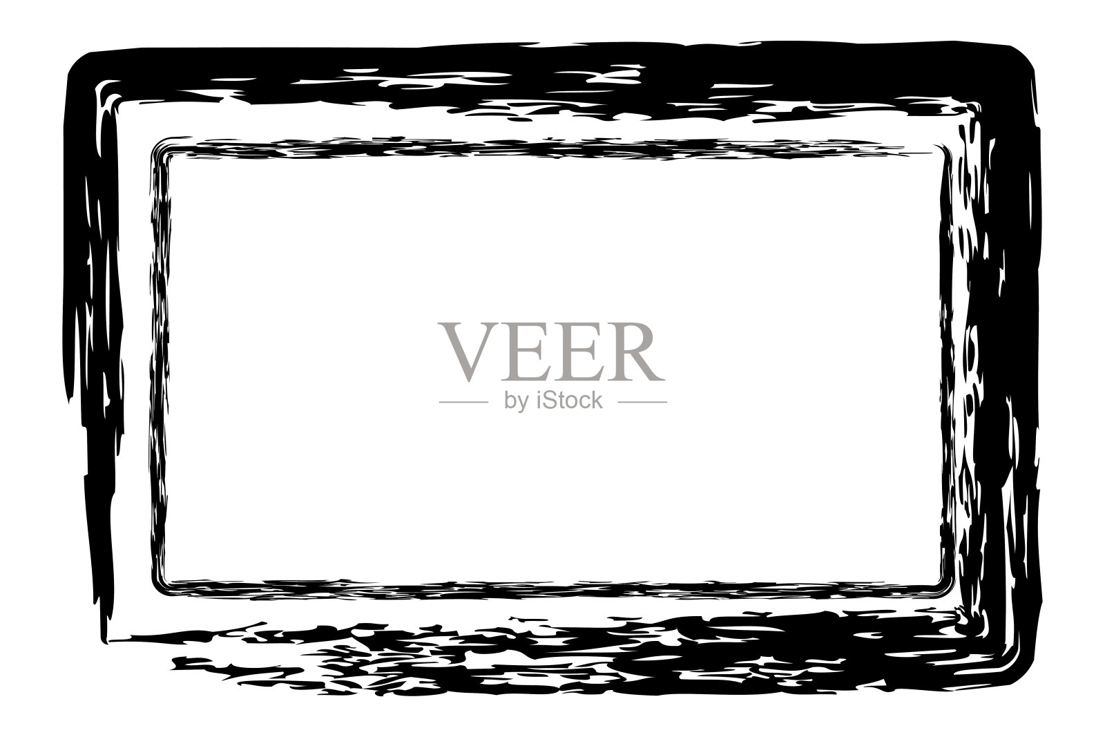 矢量简单的双线矩形框架从黑色蜡笔，在白色背景插画图片素材