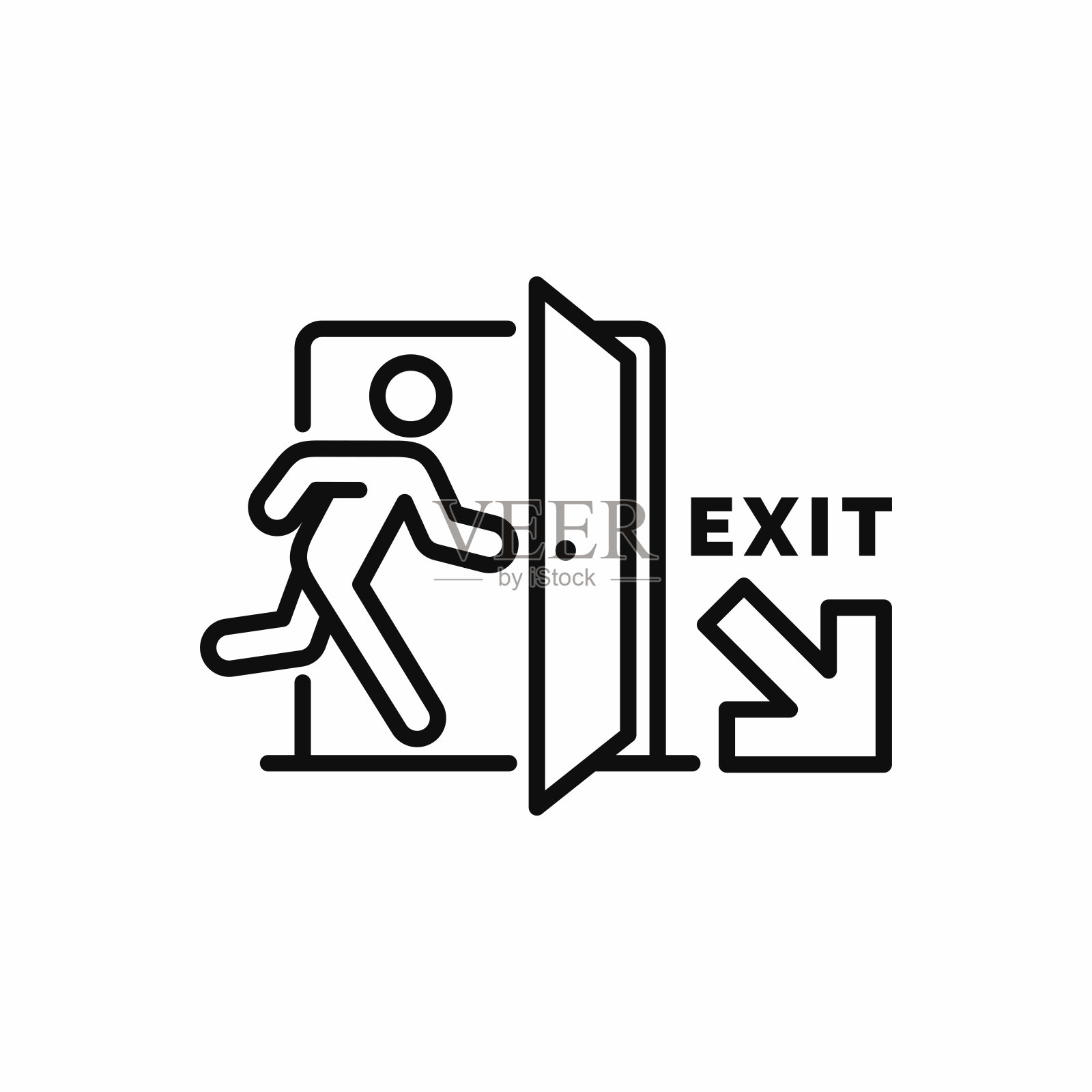 紧急出口标志图标孤立在白色背景上插画图片素材