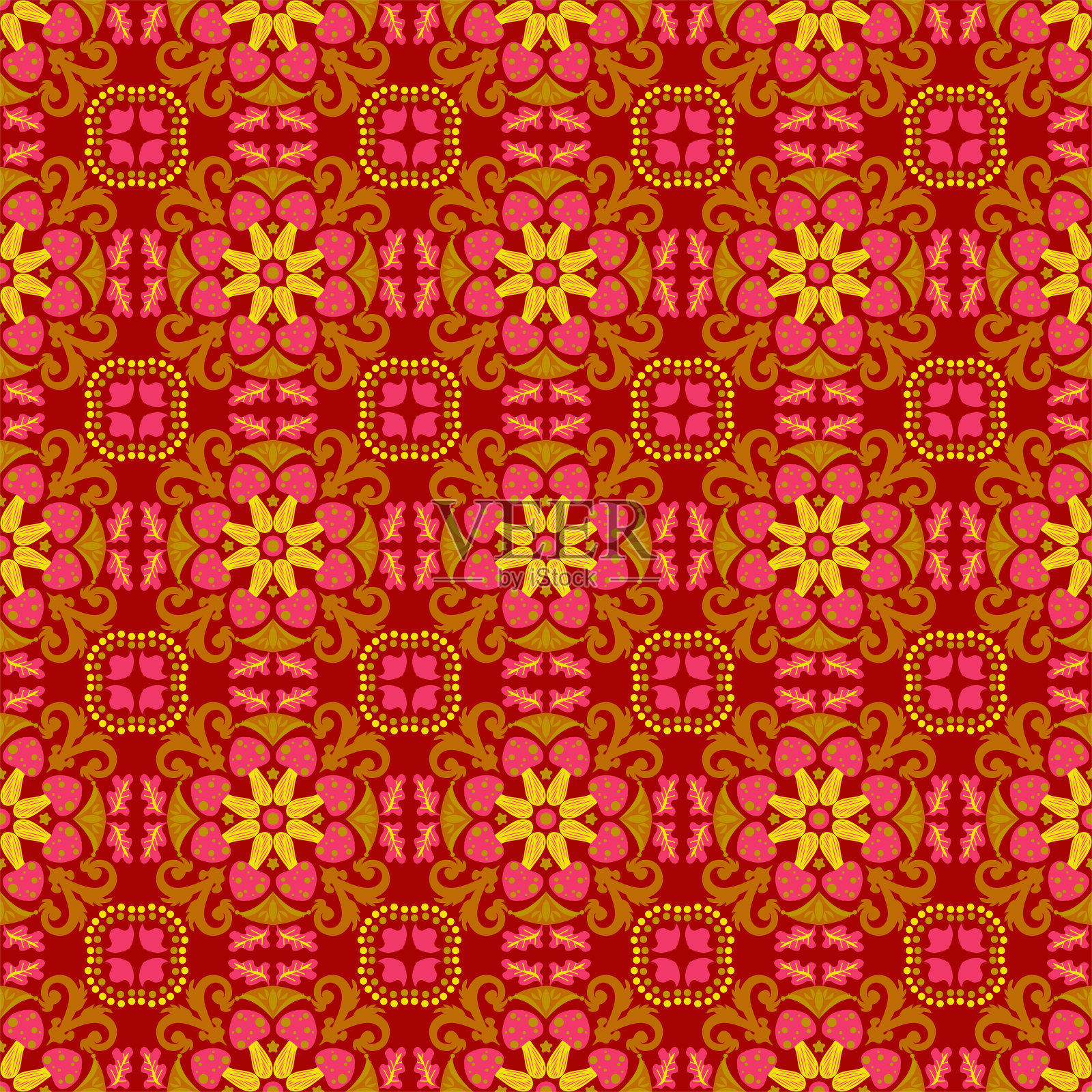 自然无缝图案花园花卉背景锦缎植物土著装饰艺术插画图片素材