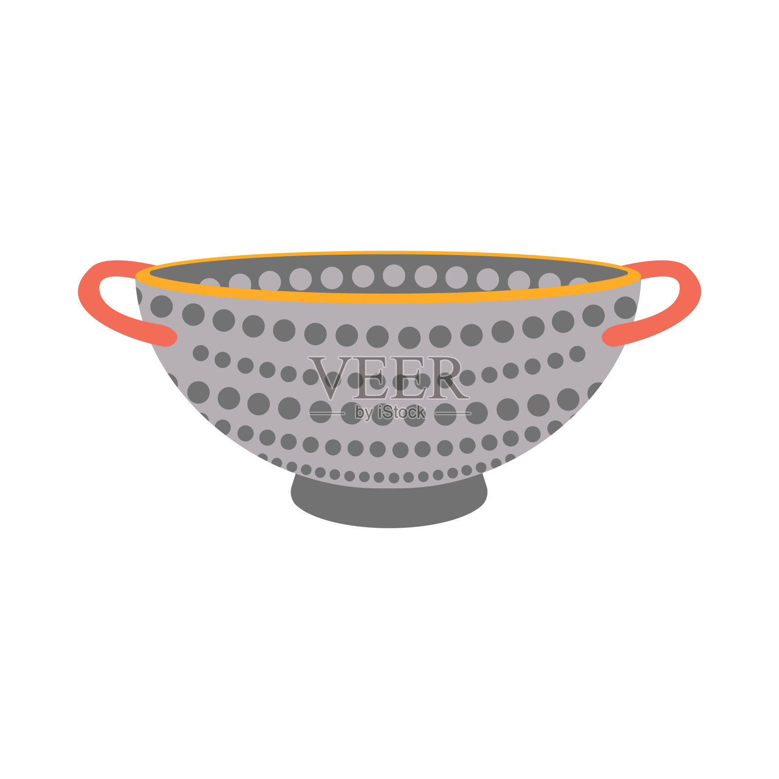 菜肴。边缘有把手的滤嘴。插画图片素材