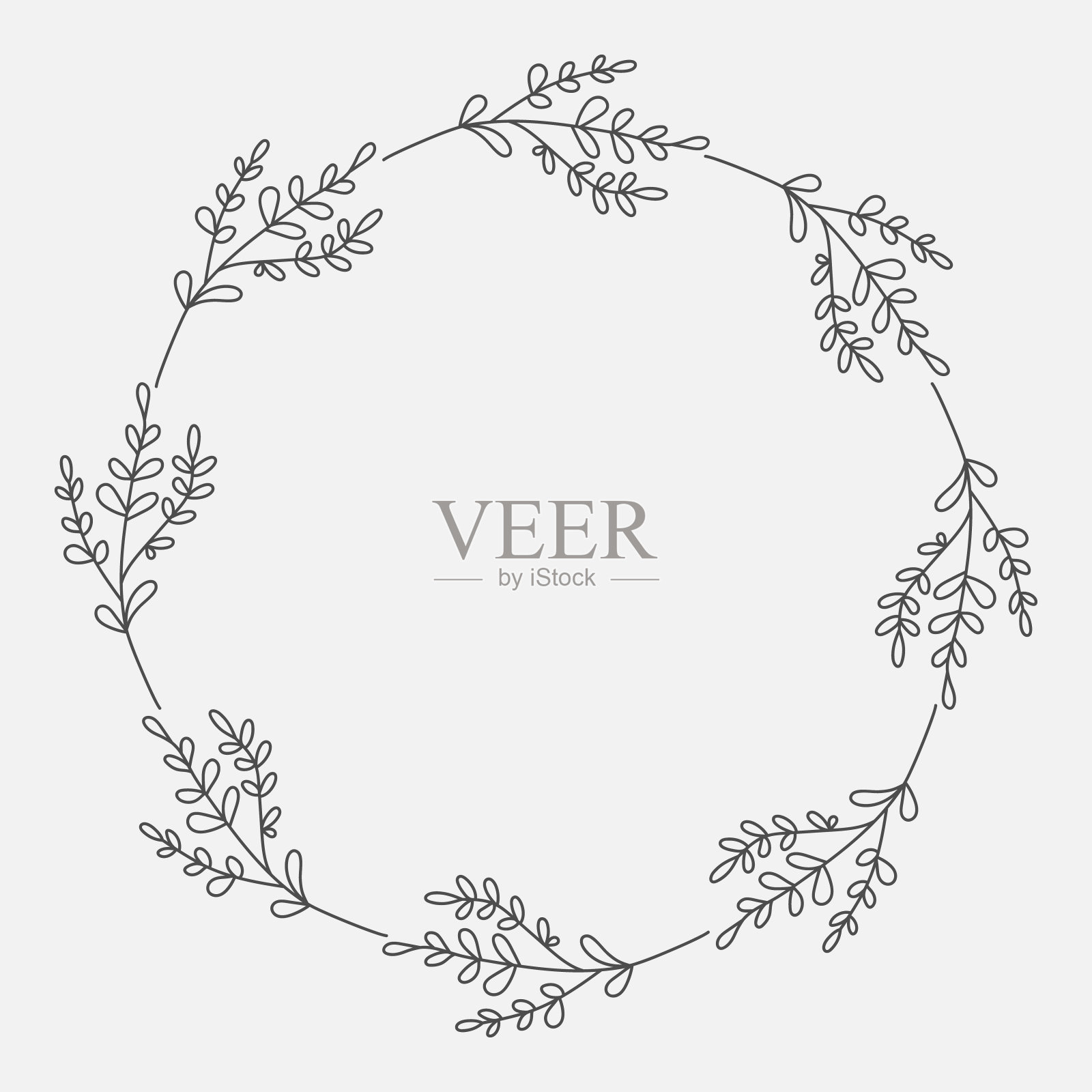 手绘花卉圆形花环插画图片素材