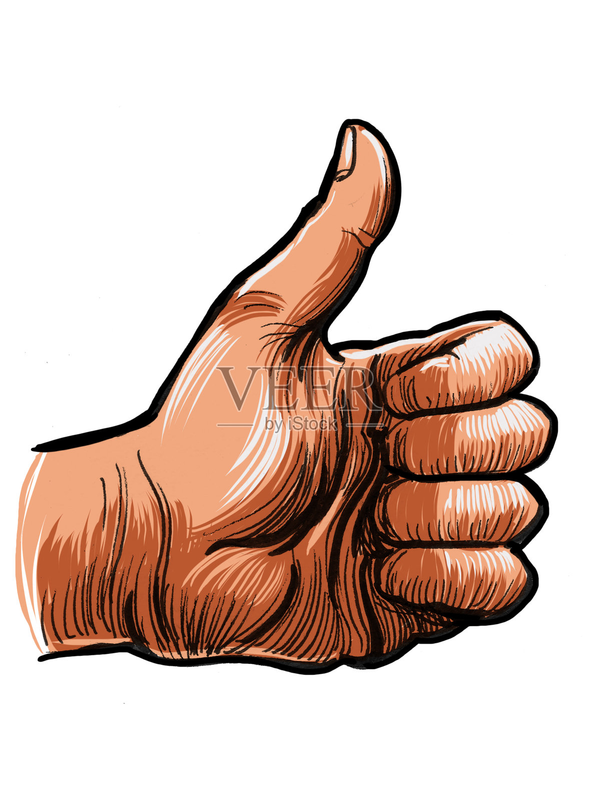 伸出大拇指的手插画图片素材