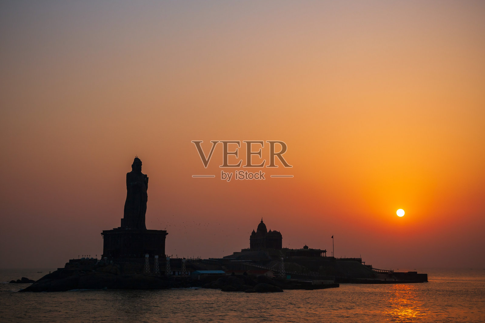 Thiruvalluvar雕像和Vivekananda纪念碑照片摄影图片