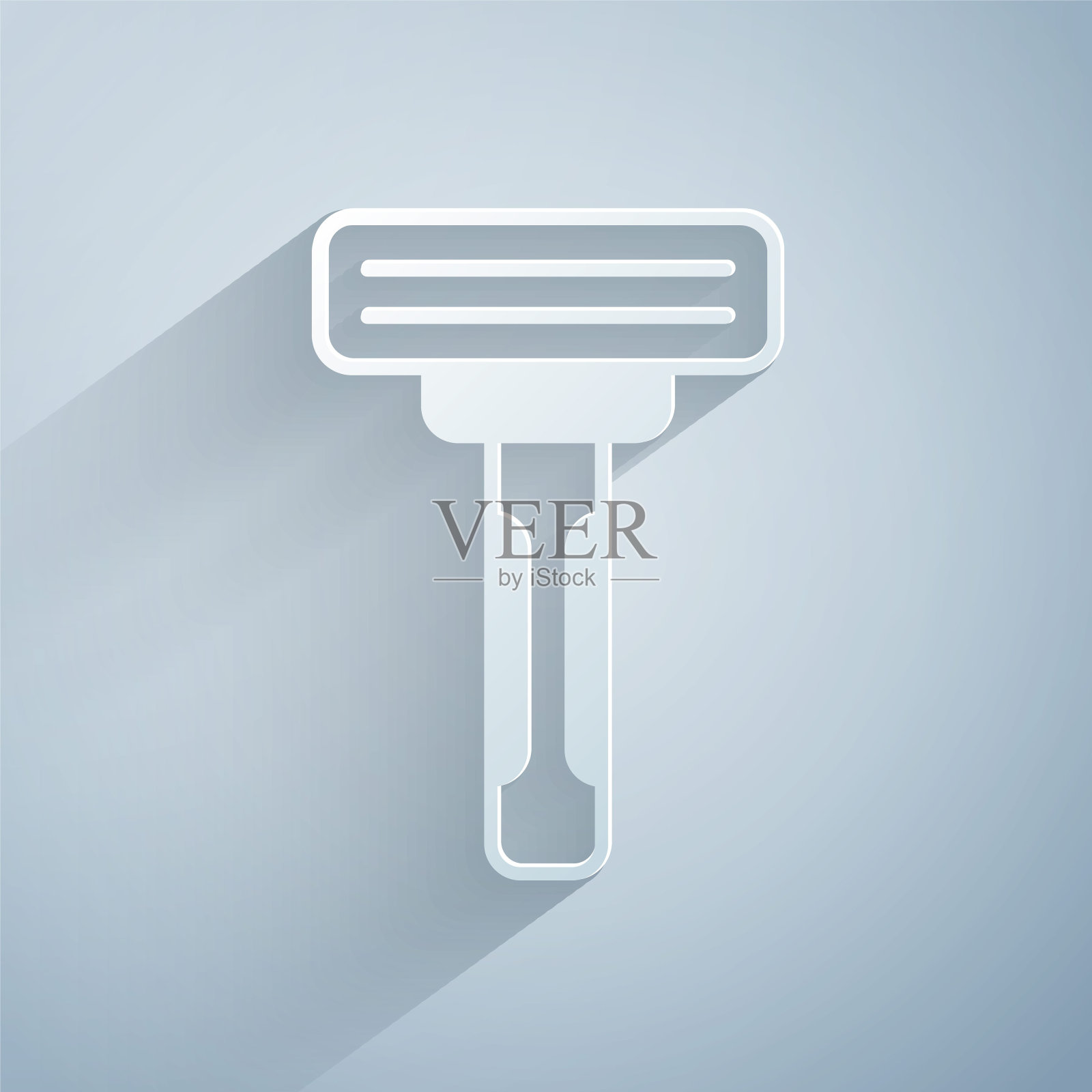 剪纸剃须刀图标孤立的灰色背景。纸艺风格。向量插画图片素材