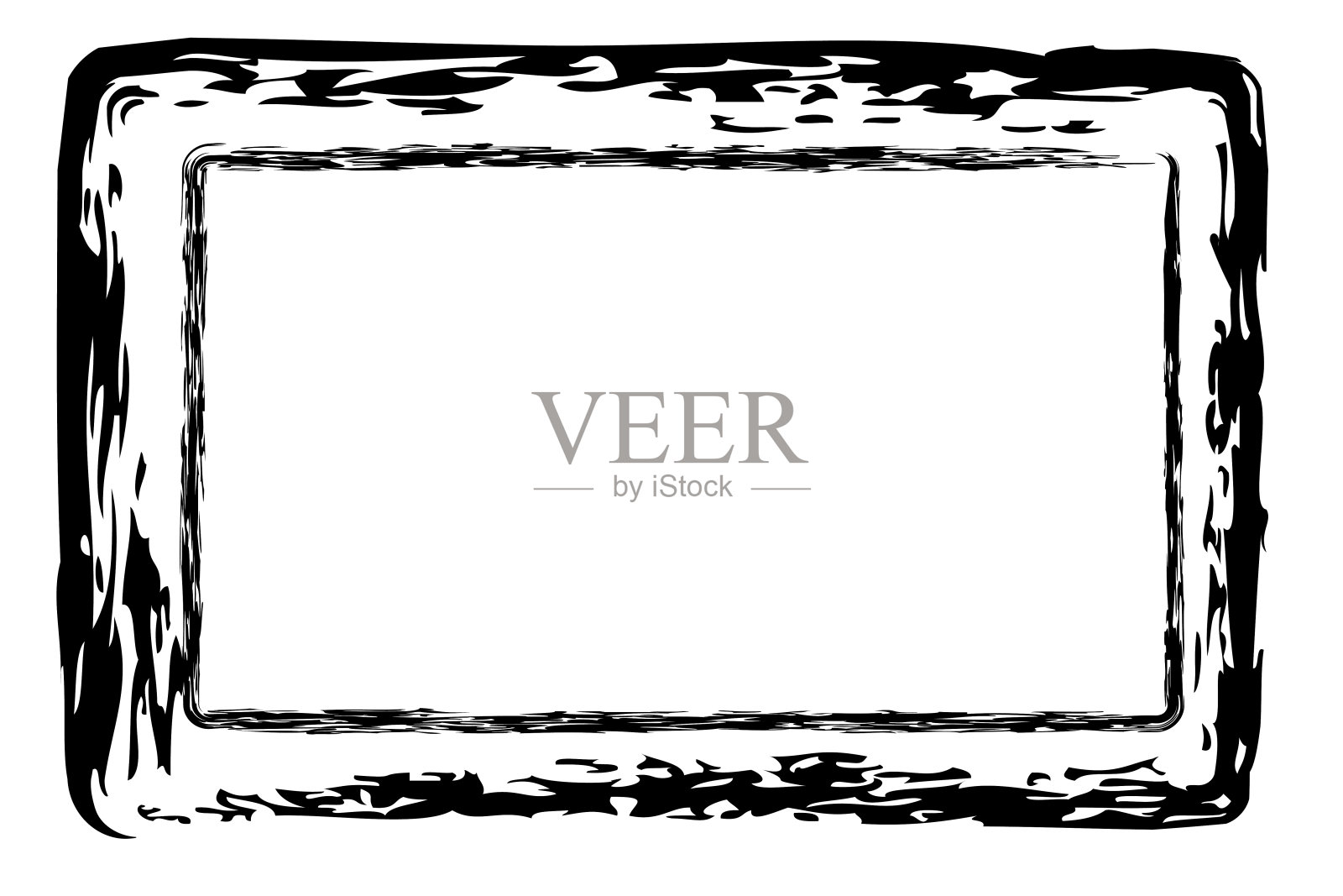矢量简单的双线矩形框架从黑色蜡笔，在白色背景插画图片素材