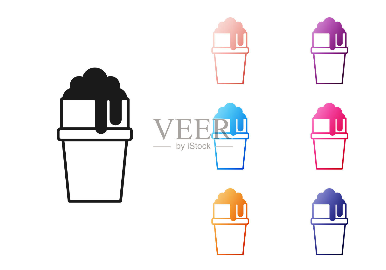 黑色玻璃啤酒图标孤立在白色背景。设置图标彩色。向量插画图片素材