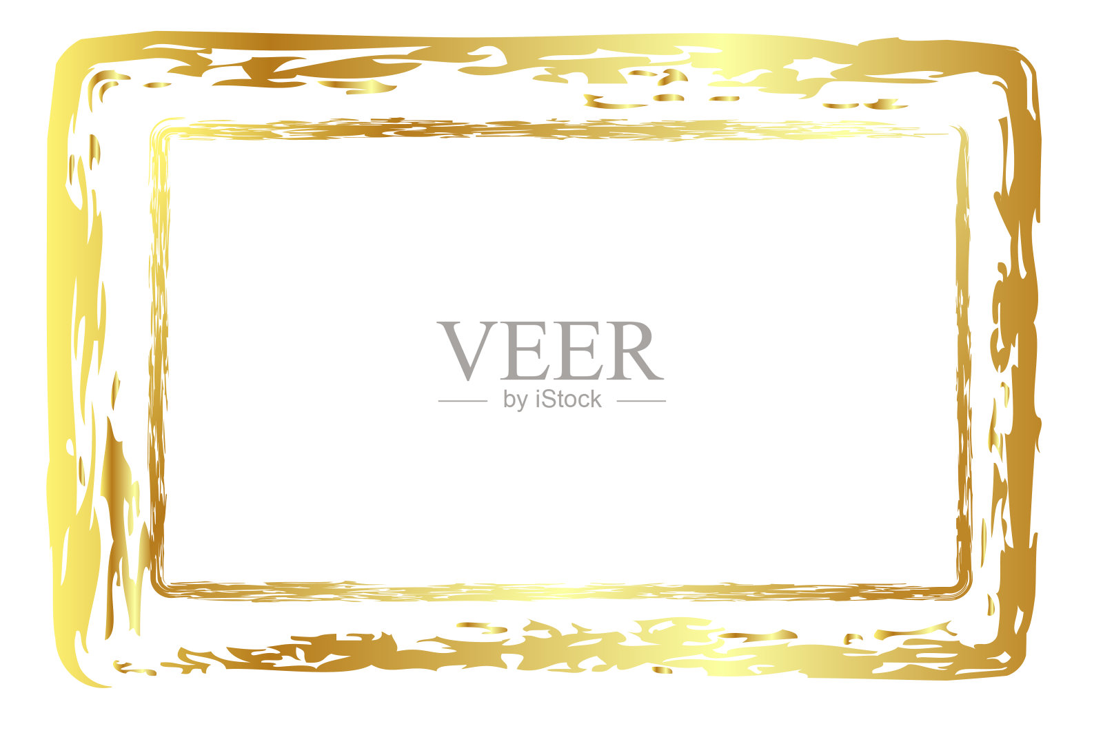 矢量简单的双线矩形框架从黄金金色蜡笔，在白色背景插画图片素材