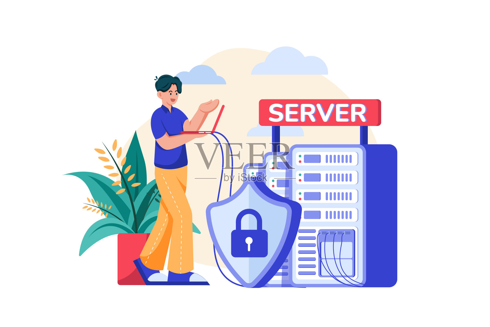服务器数据安全插画图片素材