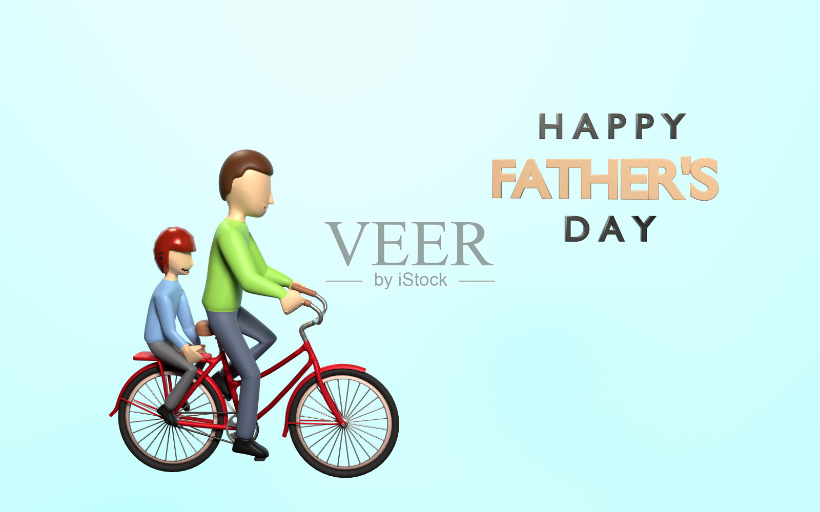 父亲节，父亲和儿子在户外骑车闲逛照片摄影图片