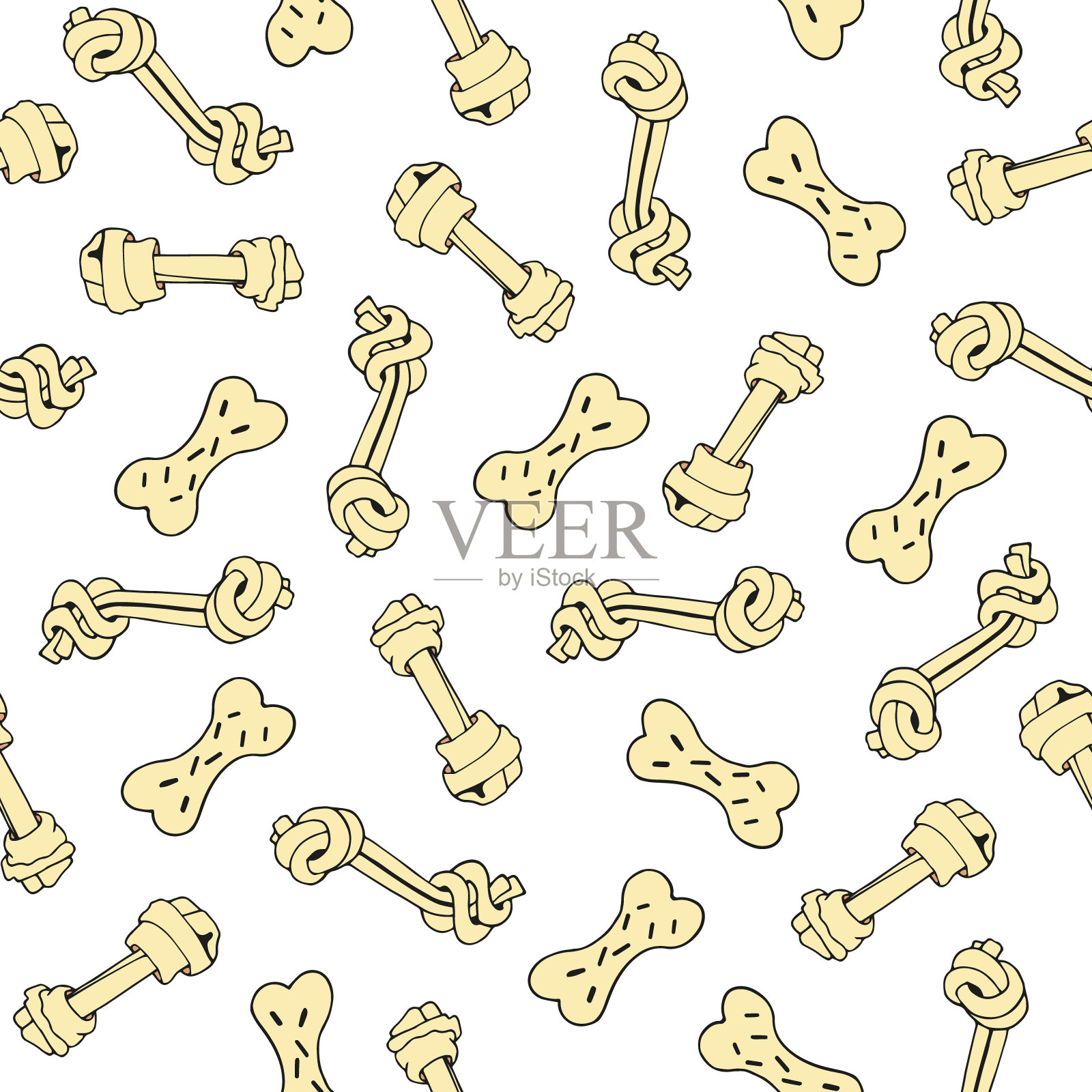 狗的骨头矢量模式。宠物食品的无缝图像。插画图片素材