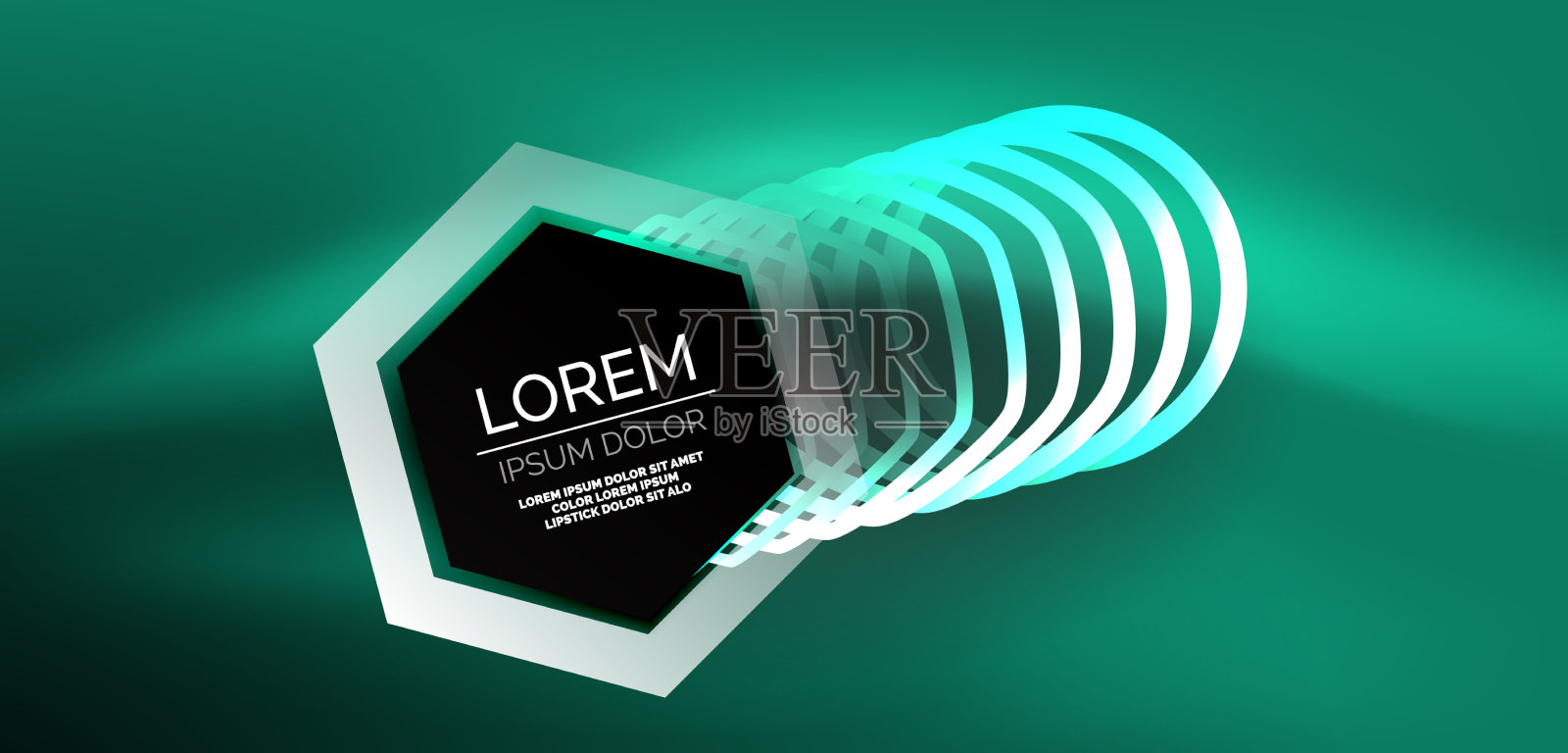 抽象的背景技术，霓虹六边形高科技插画图片素材