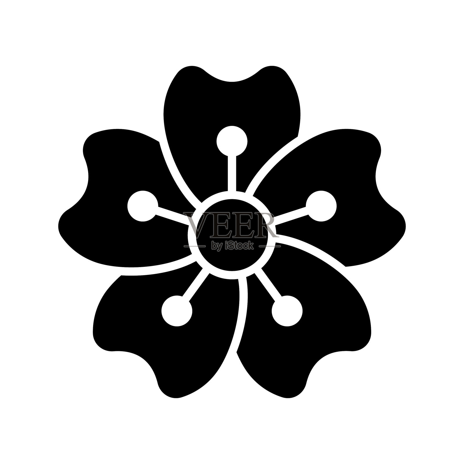 美丽的樱花在现代风格，精心设计的花的图标插画图片素材