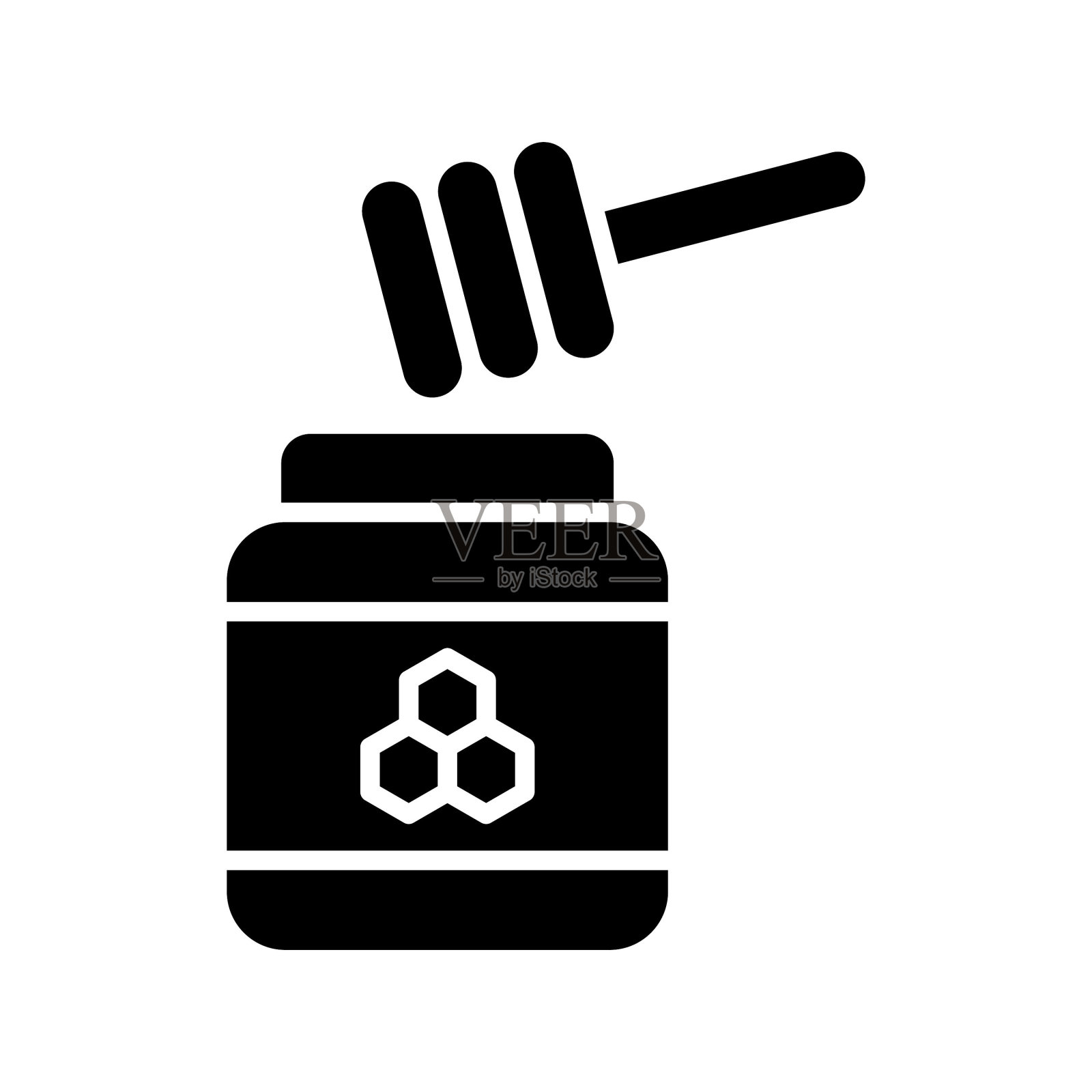 蜂蜜罐与勺概念向量的现代风格的蜂蜜，准备使用图标插画图片素材