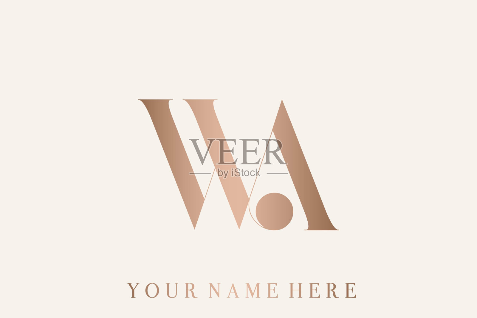 WA字母组合标志。大写装饰衬线字母w，字母a签名图标。奢华风格的字母缩写。插画图片素材