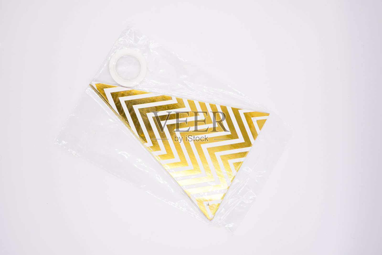 金色和白色的三角旗，为聚会挂三角旗照片摄影图片