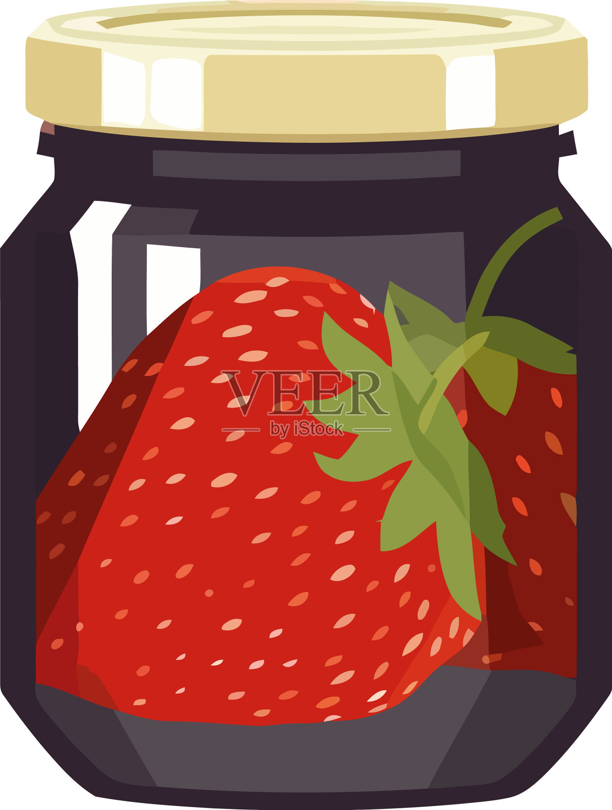 罐装的新鲜有机草莓蜜饯插画图片素材