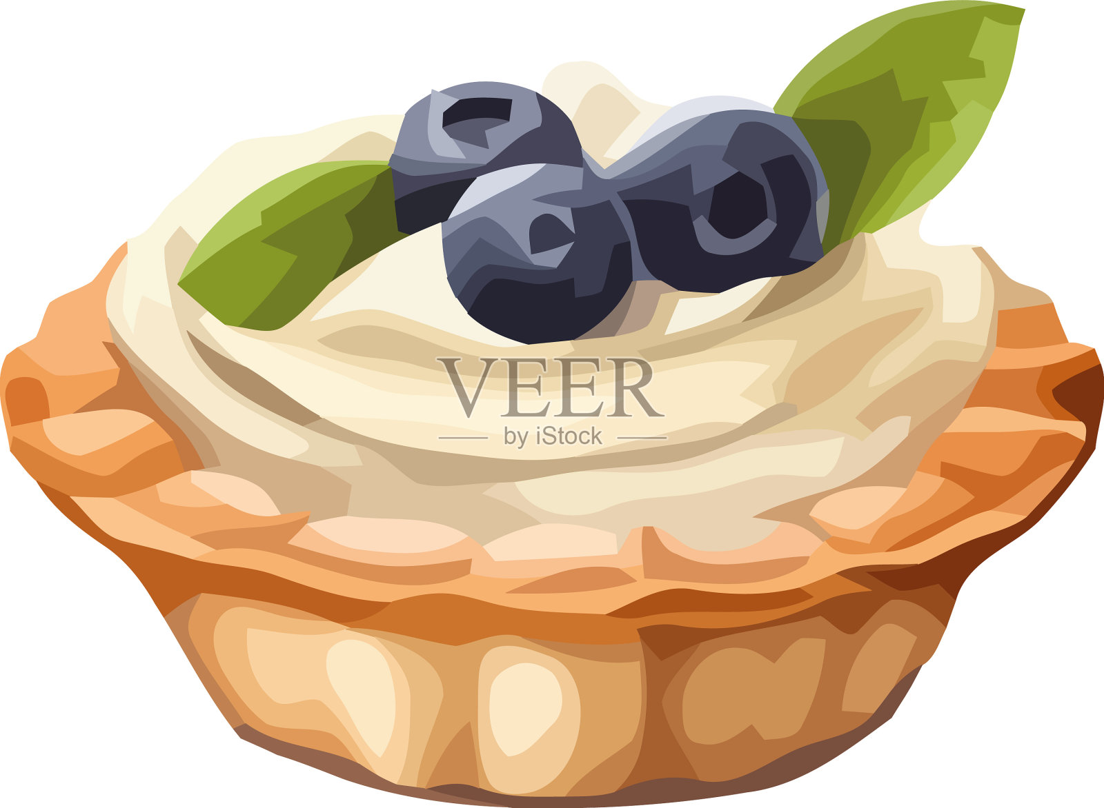 甜水果馅饼配蓝莓插画图片素材