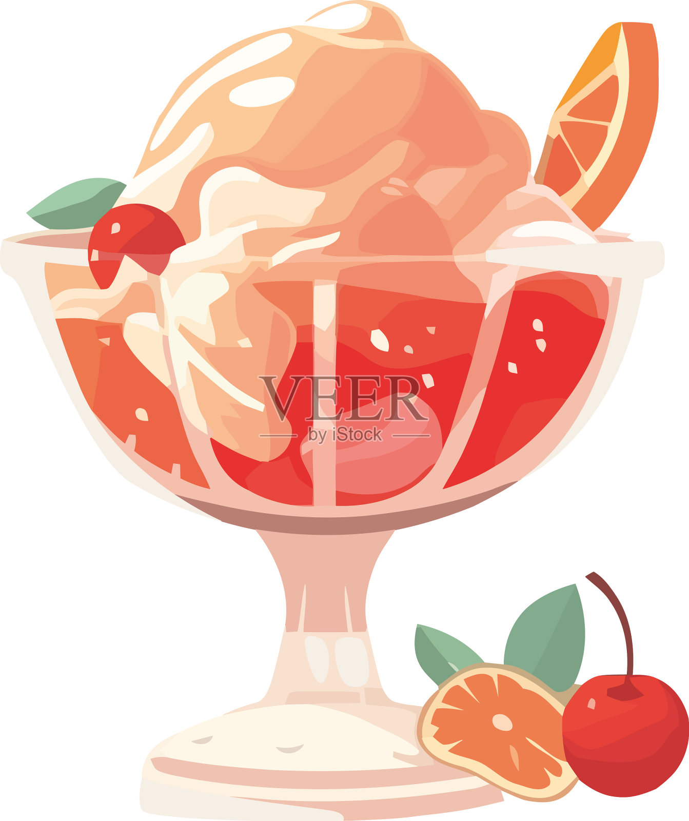 清爽的水果鸡尾酒，香甜的成熟柑橘插画图片素材