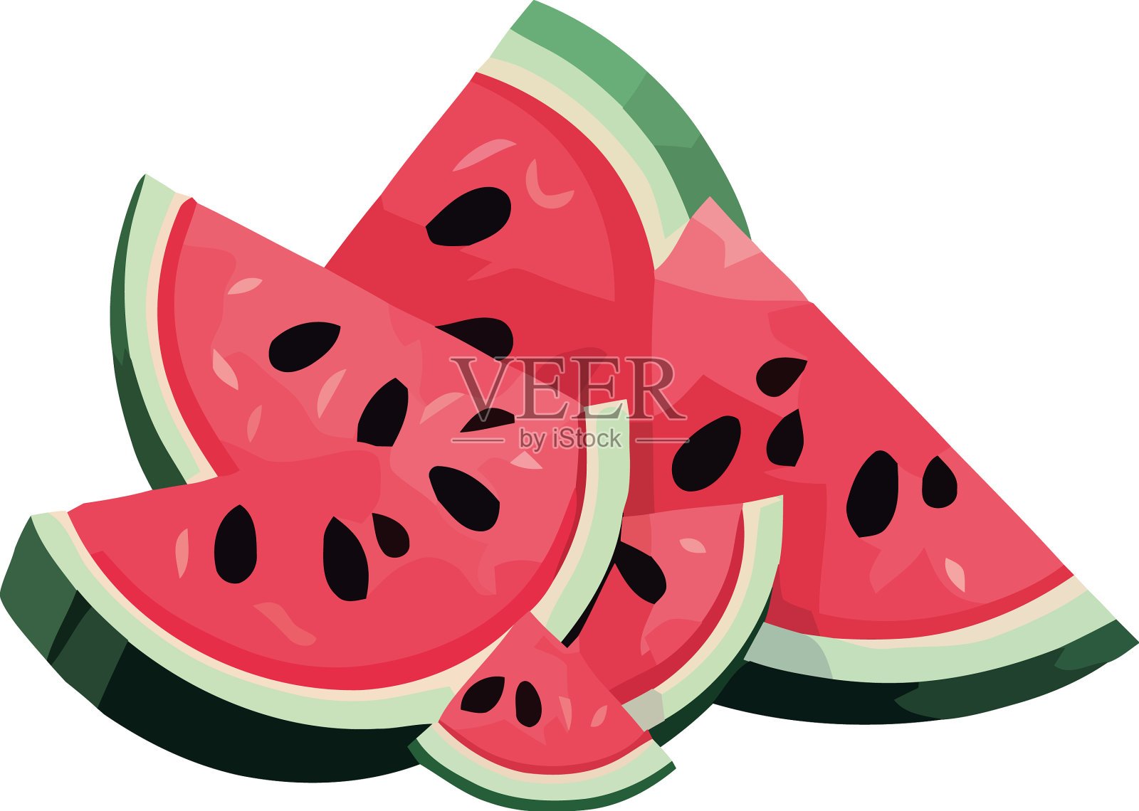 多汁的西瓜片香甜新鲜插画图片素材