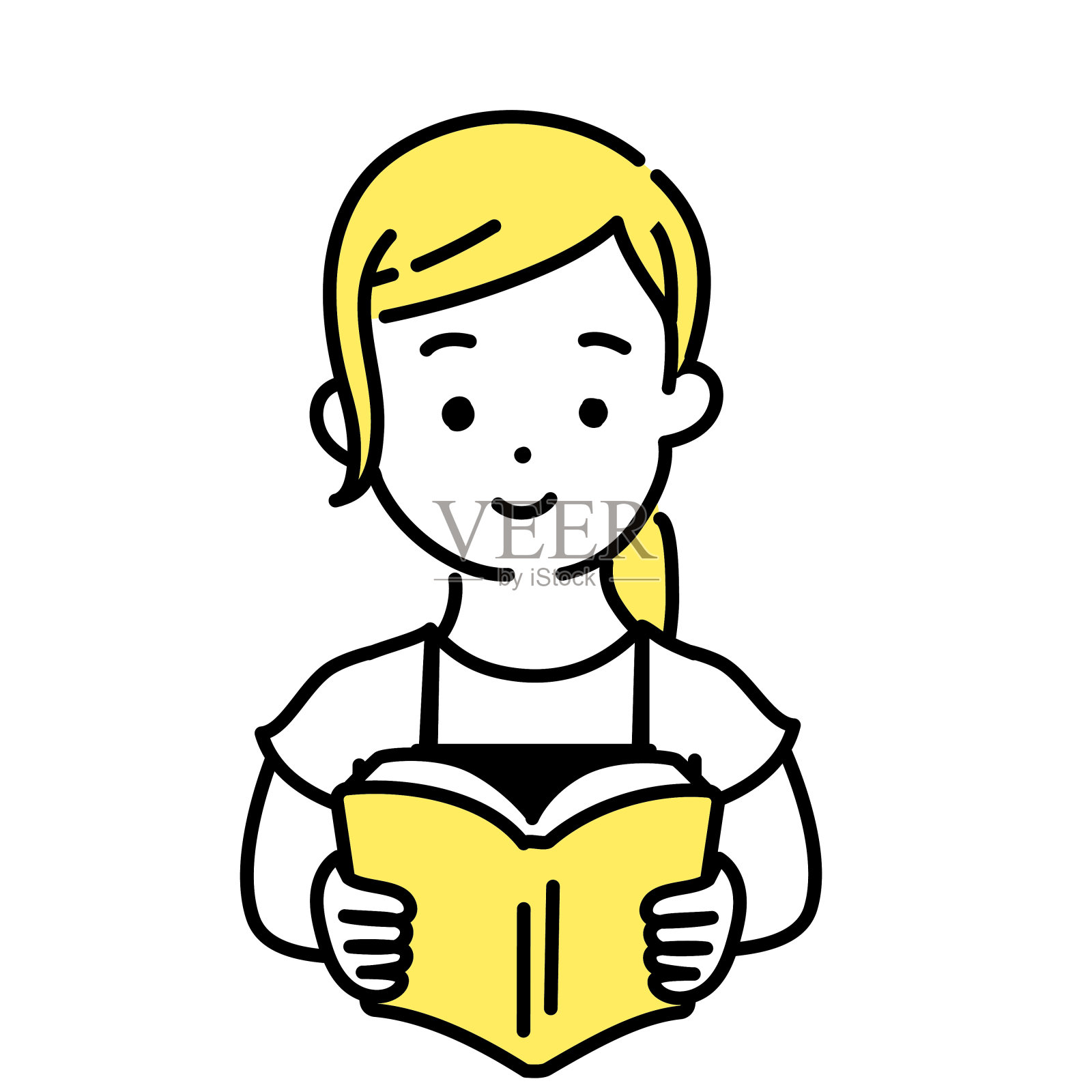 可爱人物插画系列_女店员_阅读插画图片素材