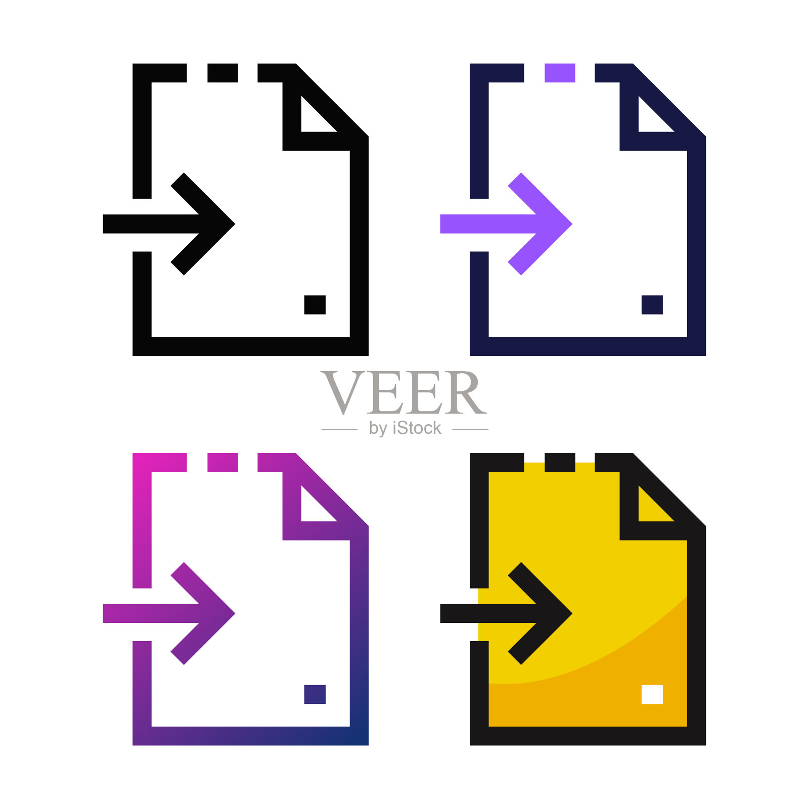 导入文件图标设计在四个变化的颜色图标素材