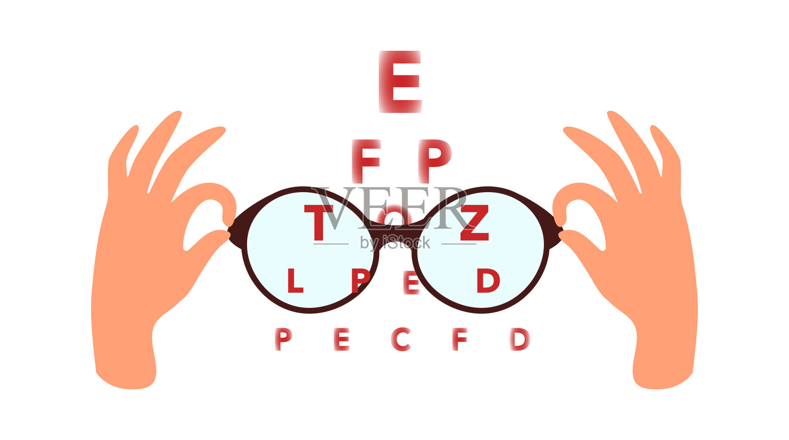 手拿着带字母的眼镜插画图片素材