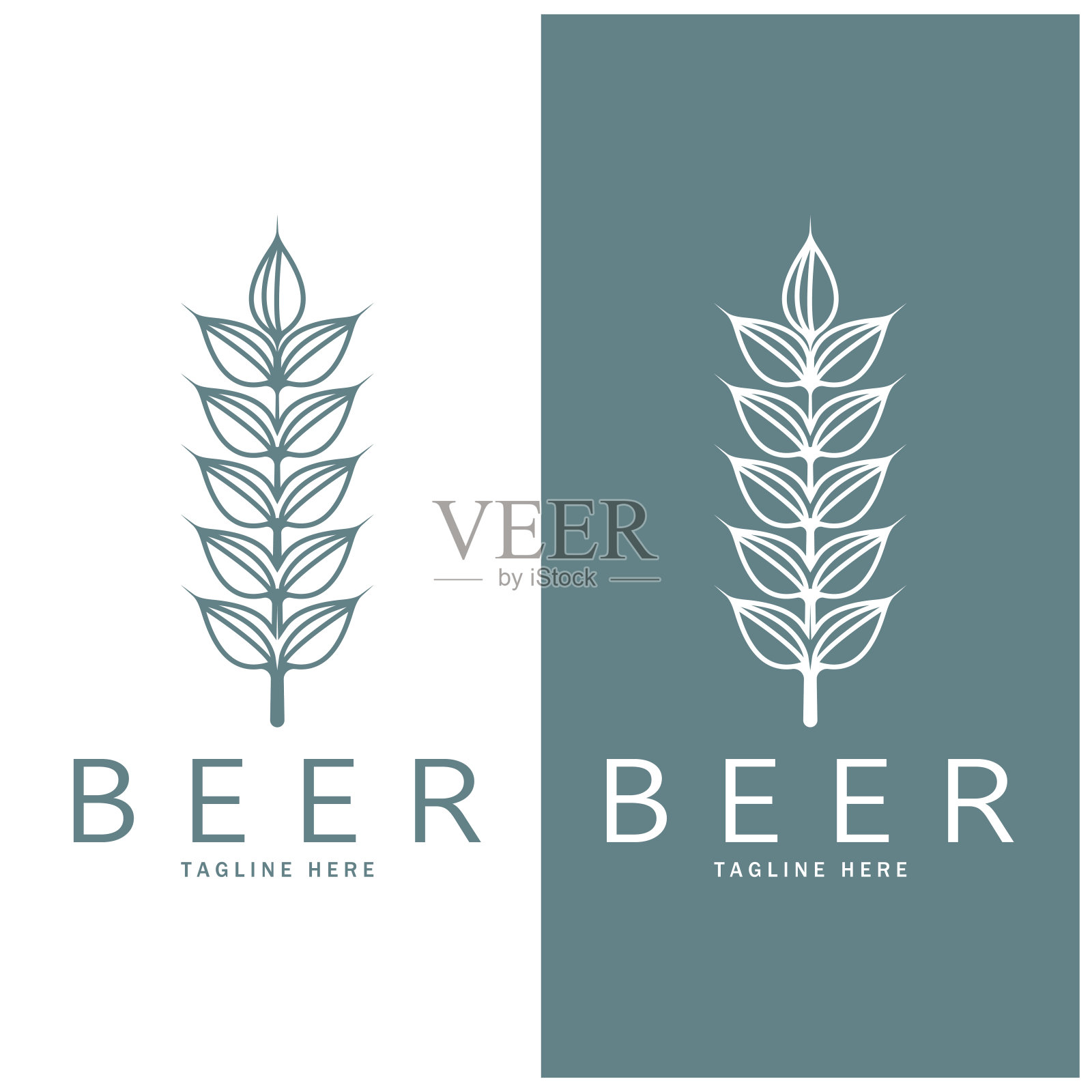 啤酒标志模板与复古工艺小麦。用于徽章，徽章，麦芽，啤酒公司，酒吧，酒精饮料插画图片素材