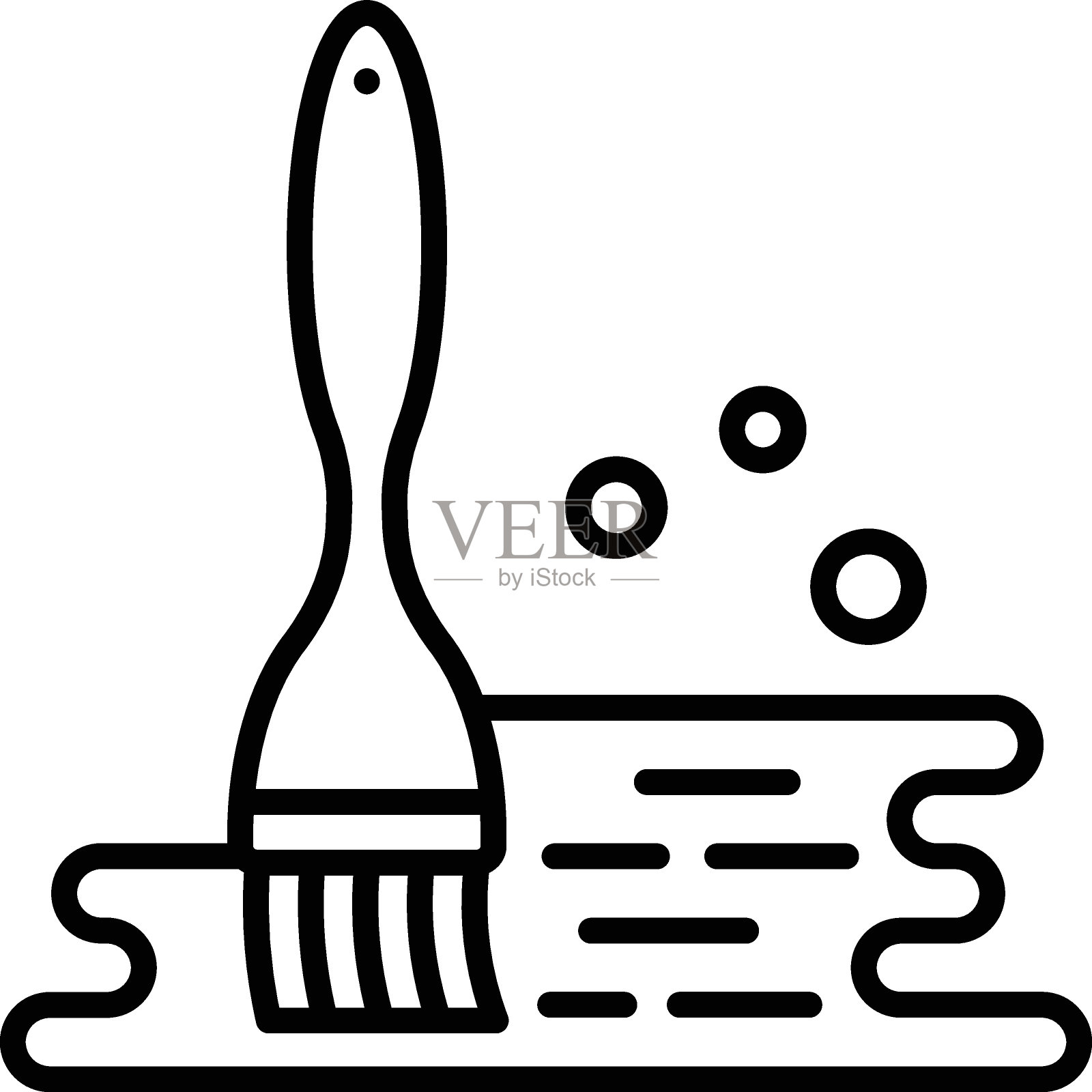 黄油或橄榄油刷矢量线图标设计，面包店和面包匠符号，烹饪大师标志，食品鉴赏家股票插图，润滑面包面团概念插画图片素材